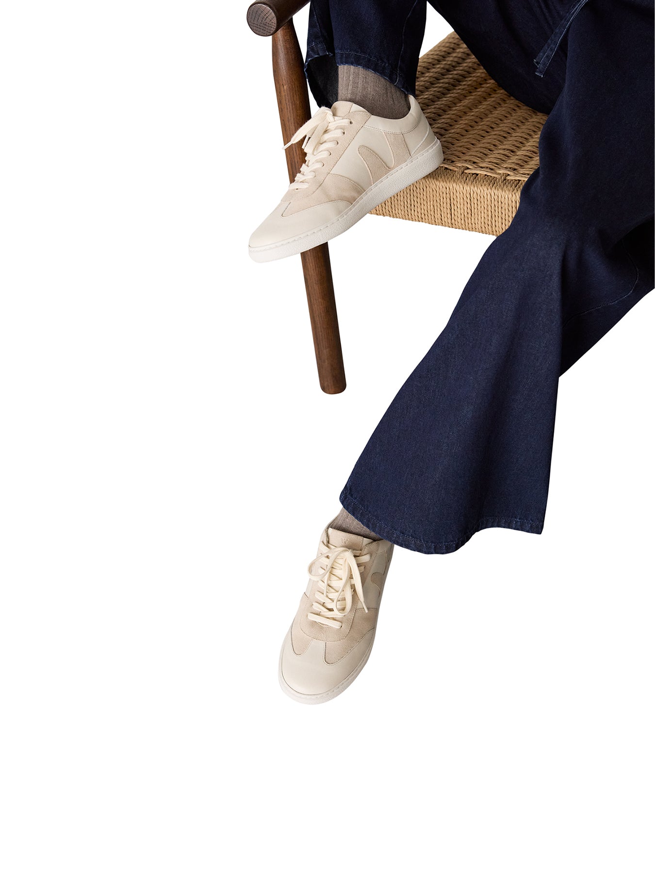 Suede Leather Mix Trainer White