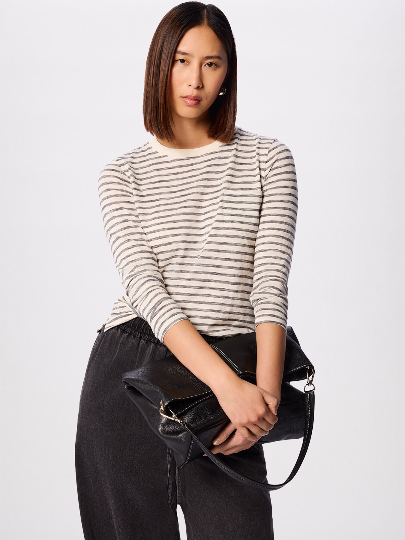 Stripe Cotton Jersey Top White