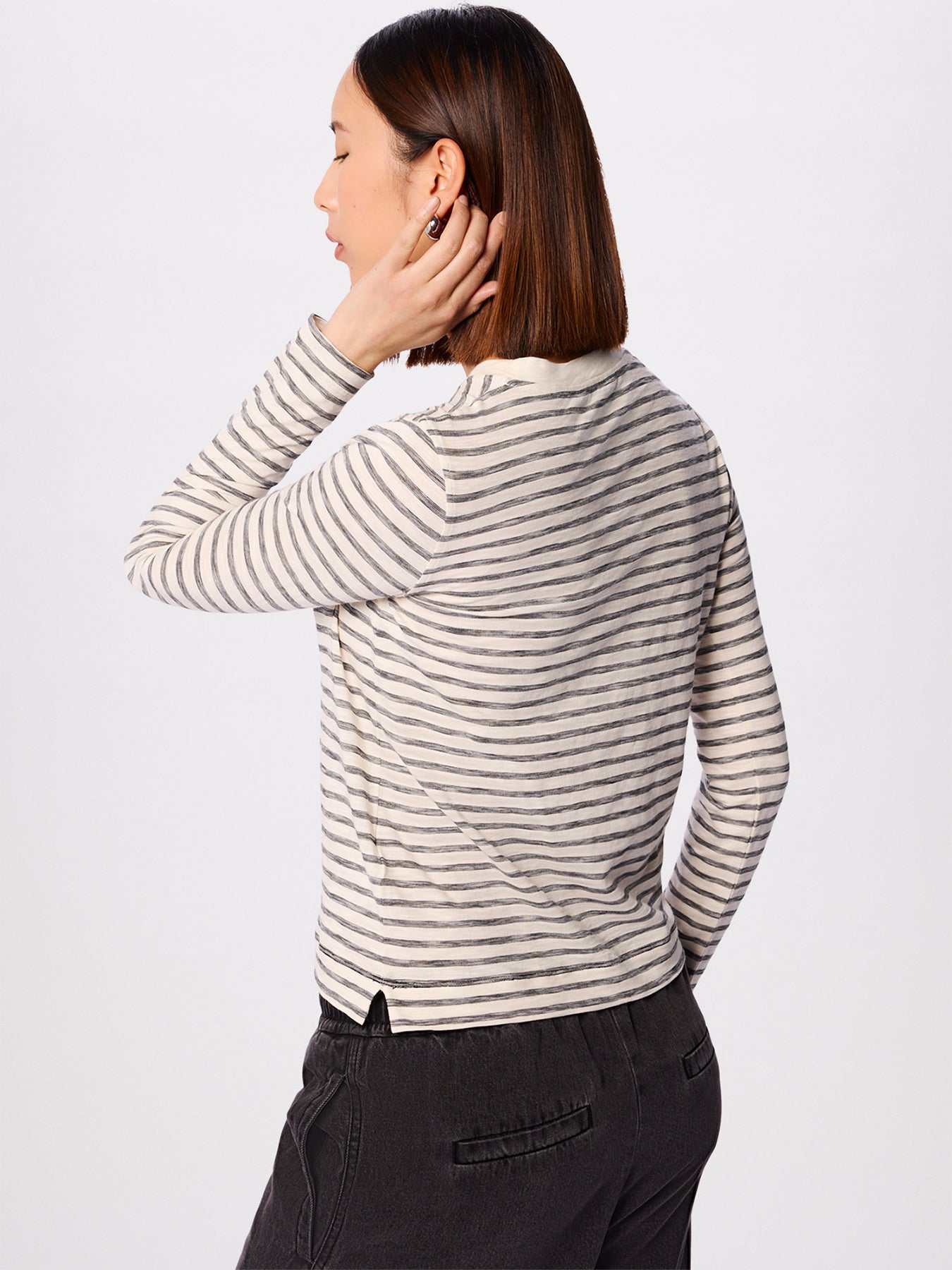 Stripe Cotton Jersey Top White