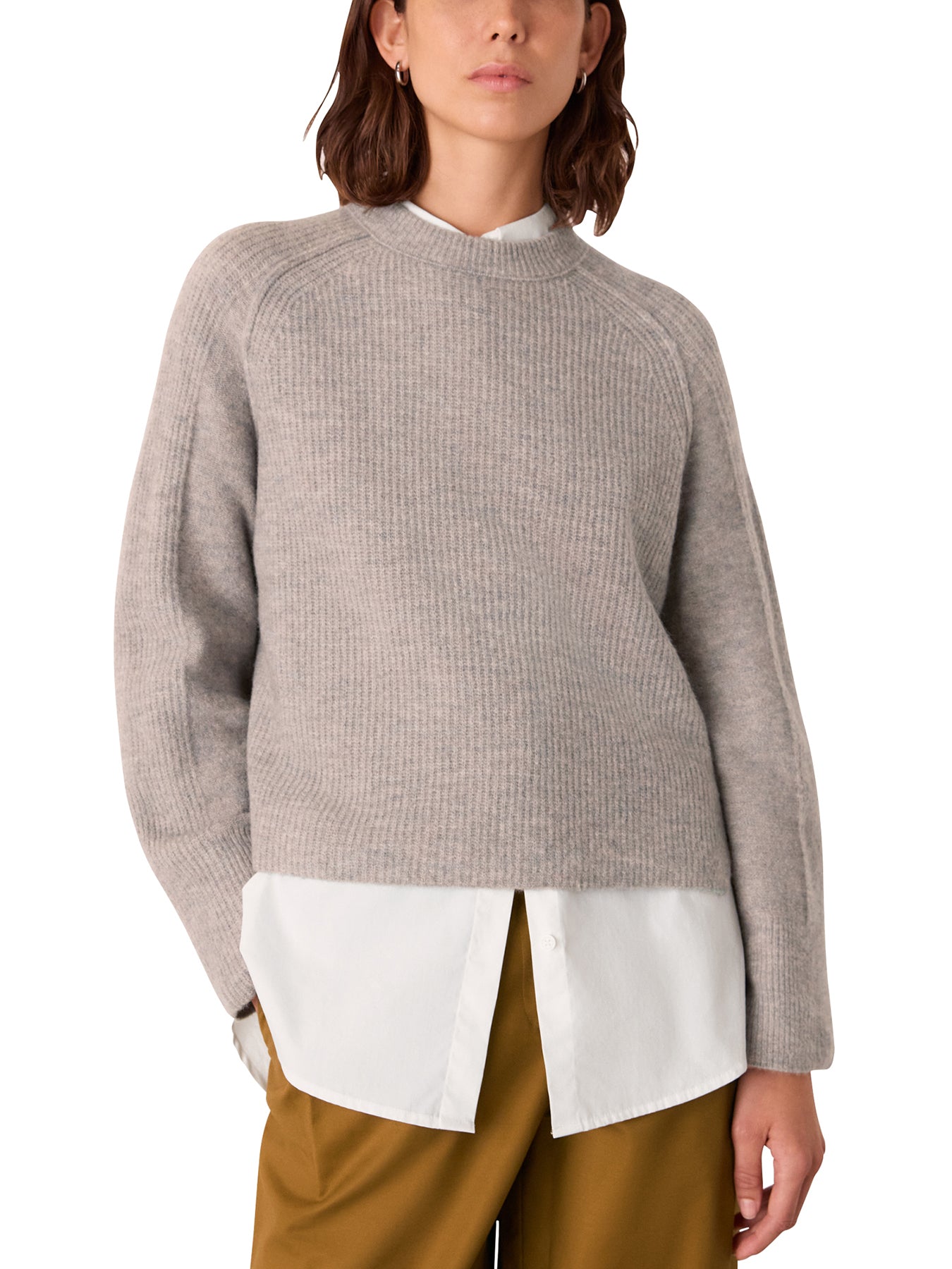 Aria Wool Mix Crew Knit Beige