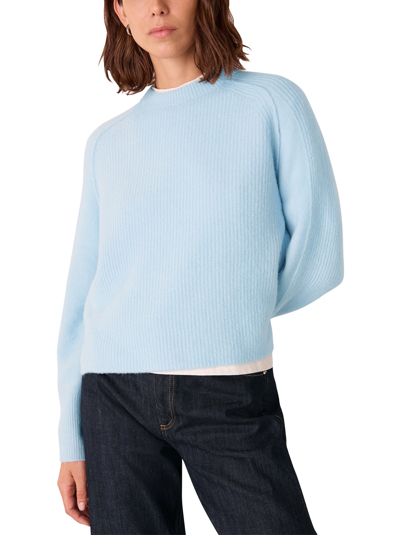 Aria Wool Mix Crew Knit Blue