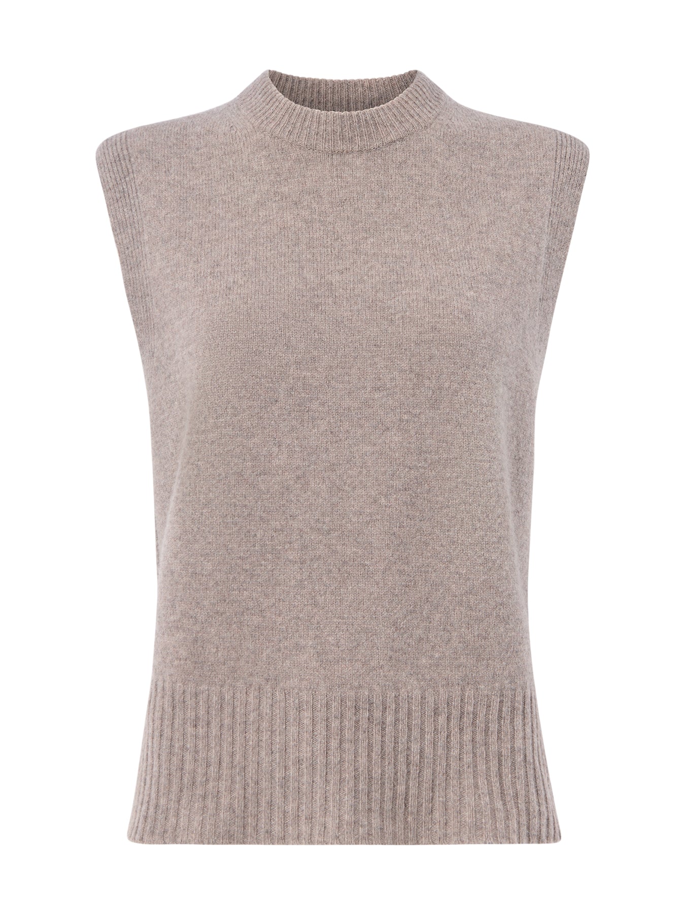 Wool Sleeveless Tank Beige