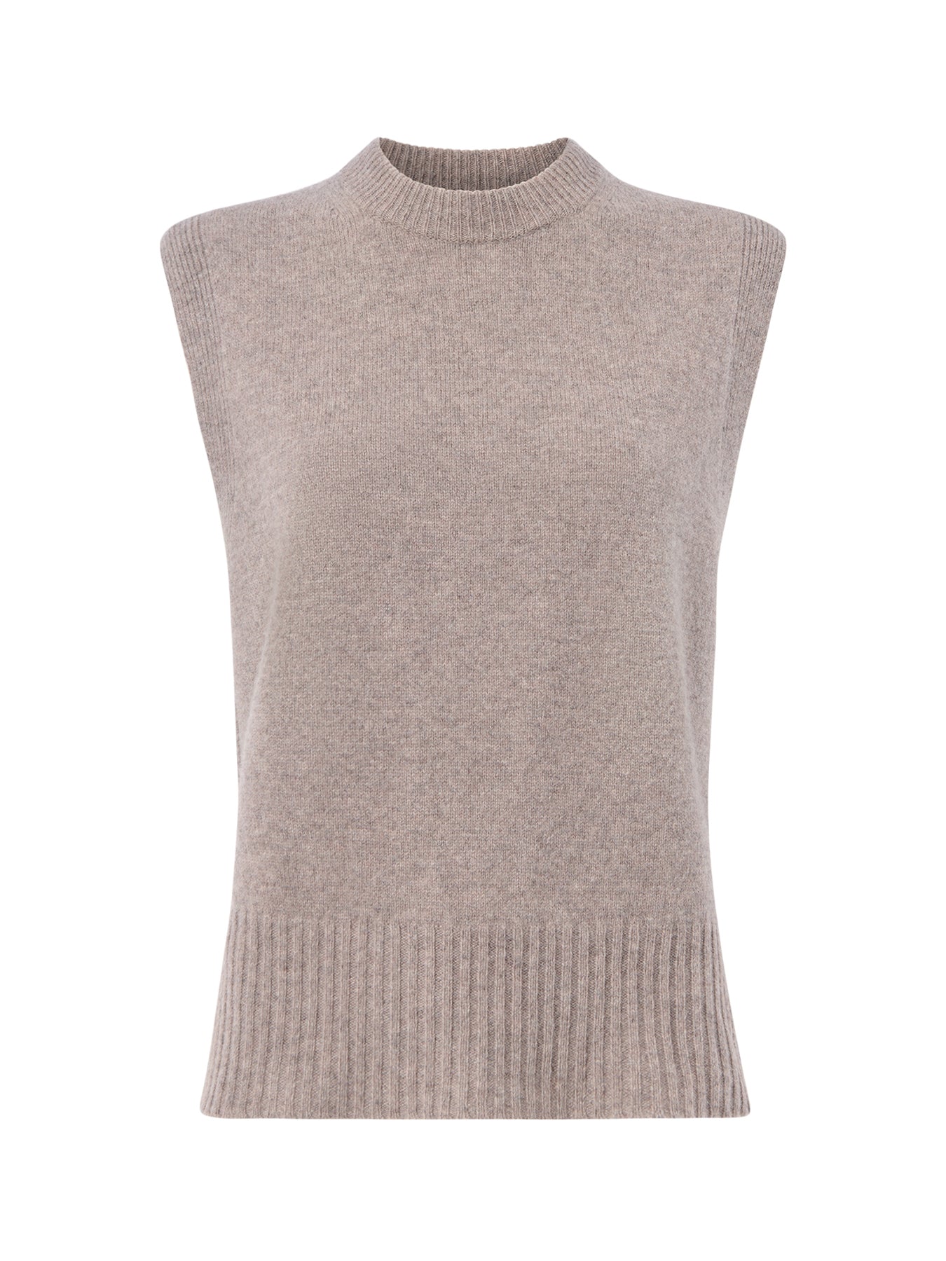 Wool Sleeveless Tank Beige