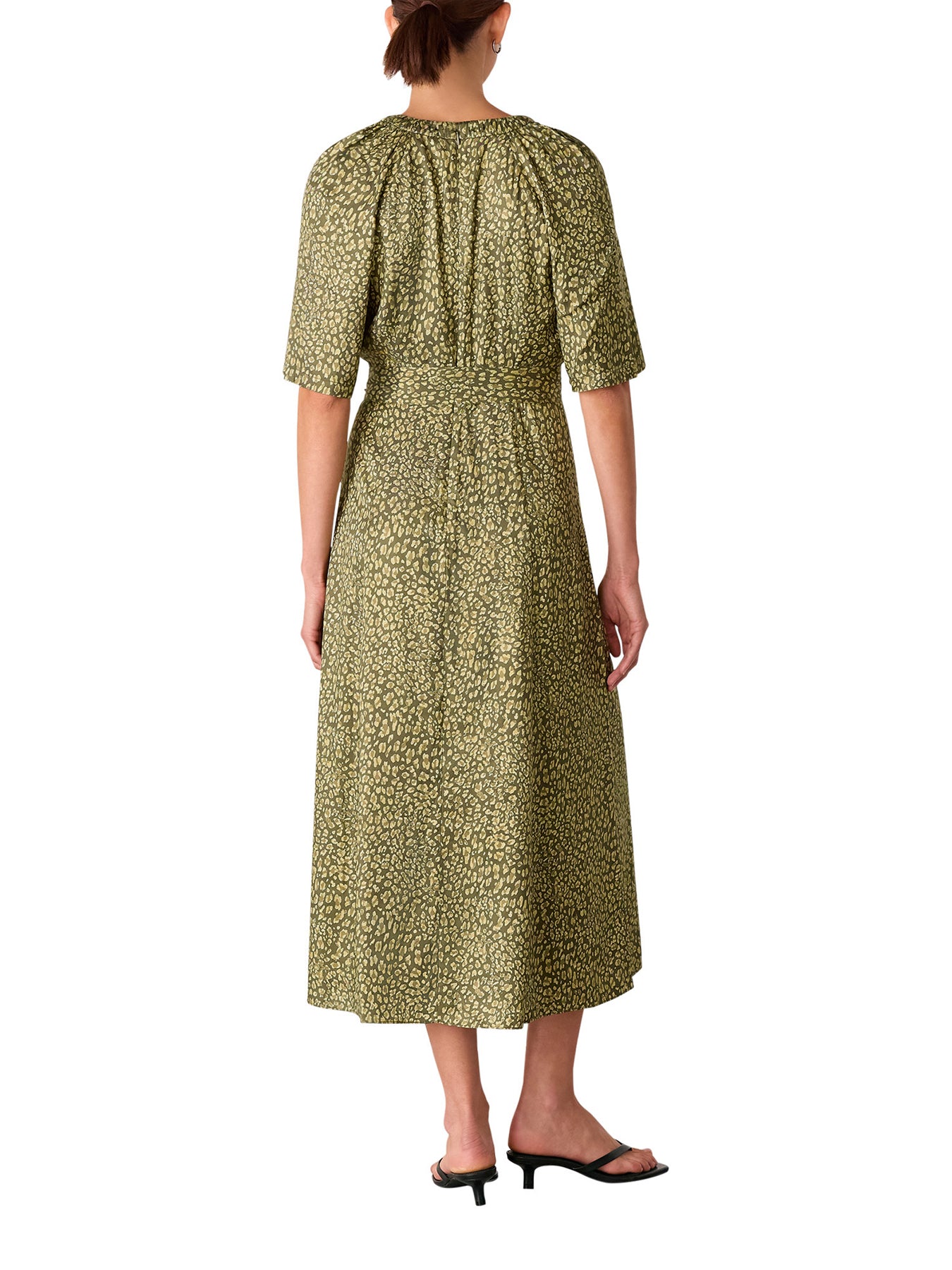 Leopard Viscose Midi Dress Green