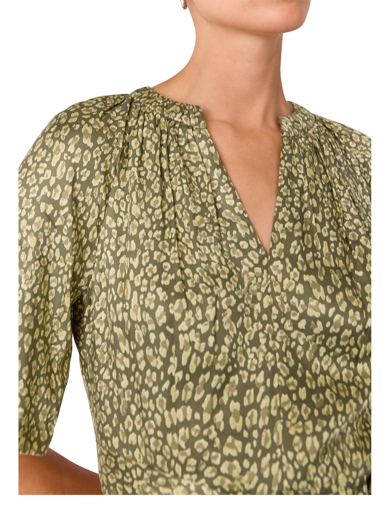 Leopard Viscose Midi Dress Green