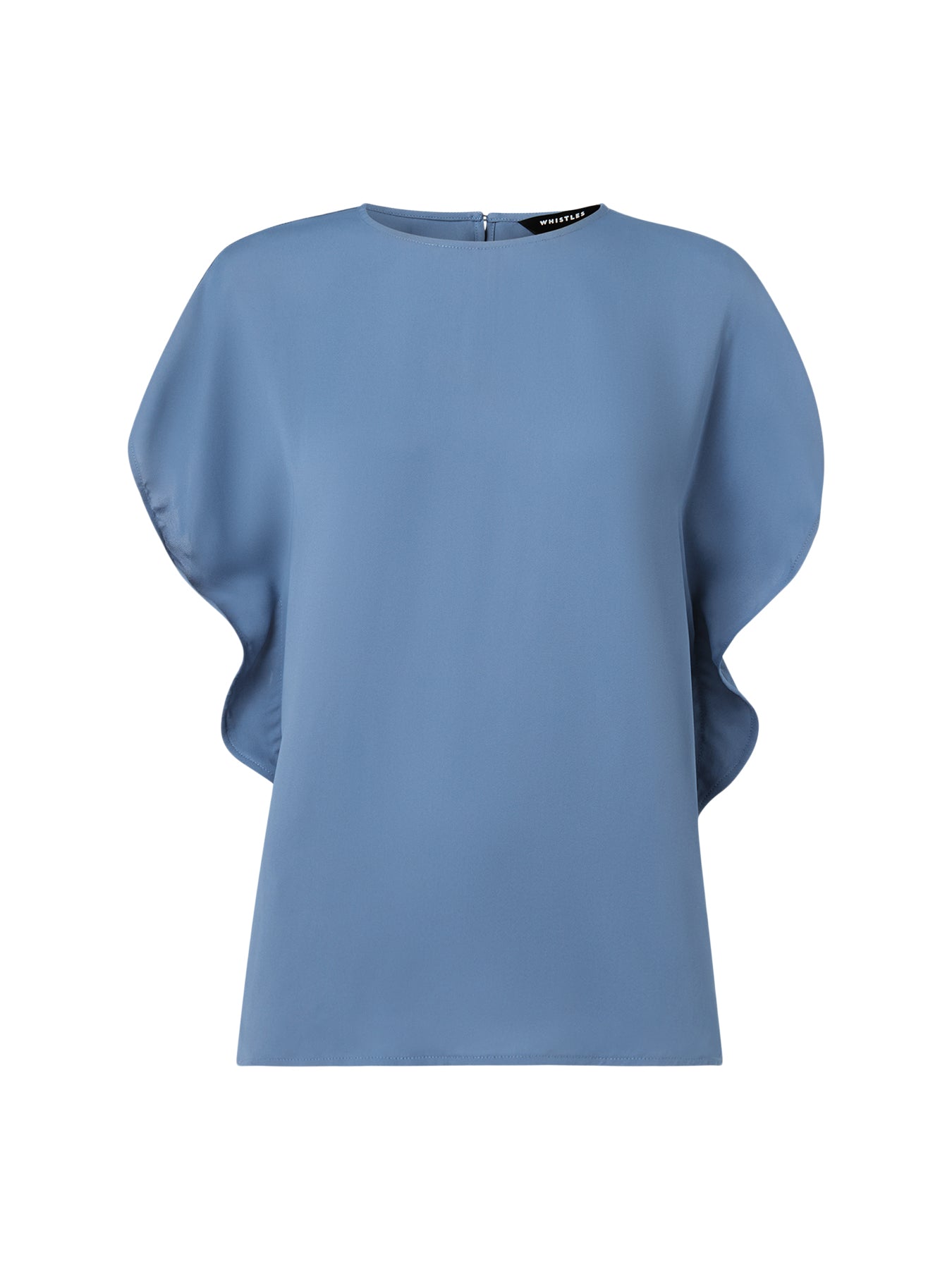 Short Sleeve Crepe Shell Top Blue