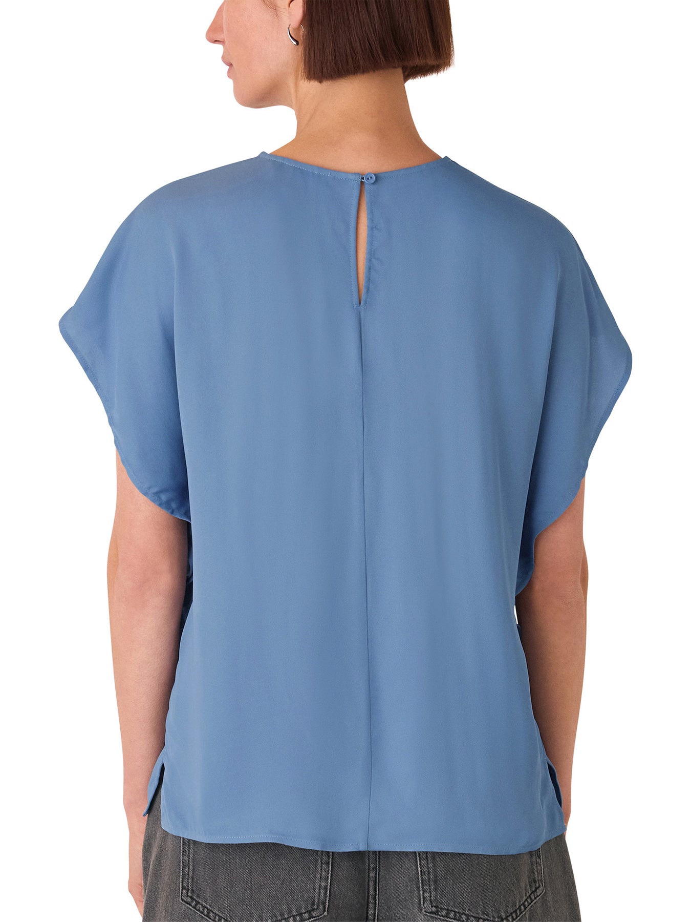 Short Sleeve Crepe Shell Top Blue