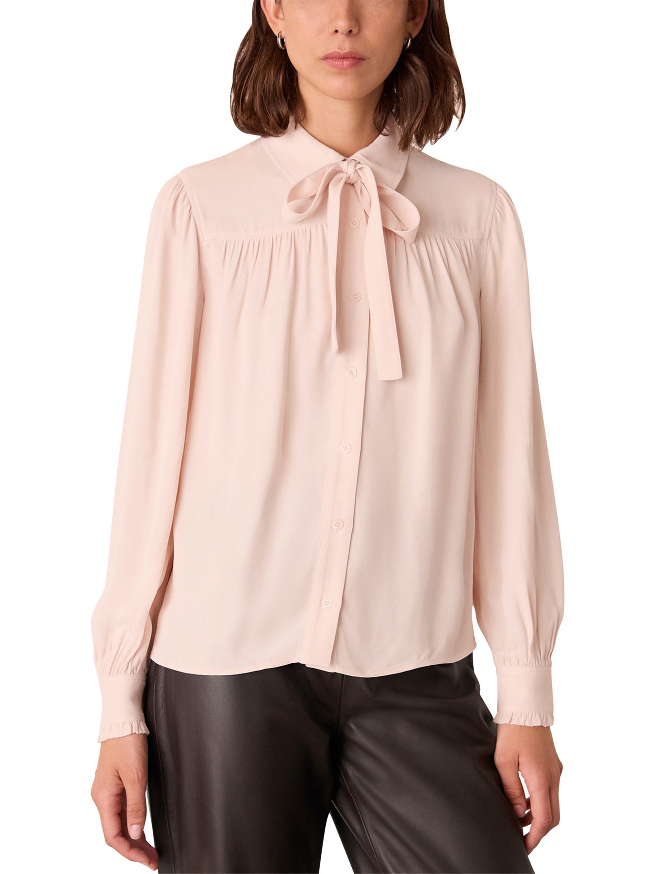 Tie Detail Crepe Blouse Pink