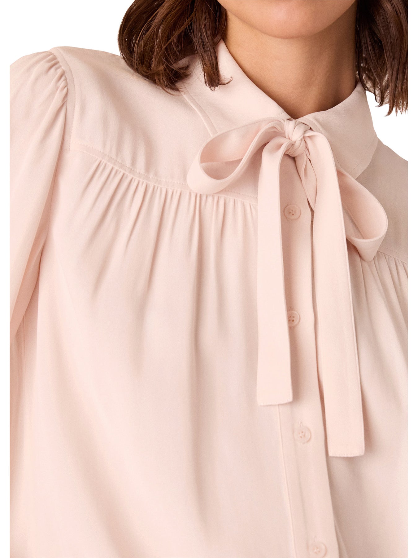 Tie Detail Crepe Blouse Pink