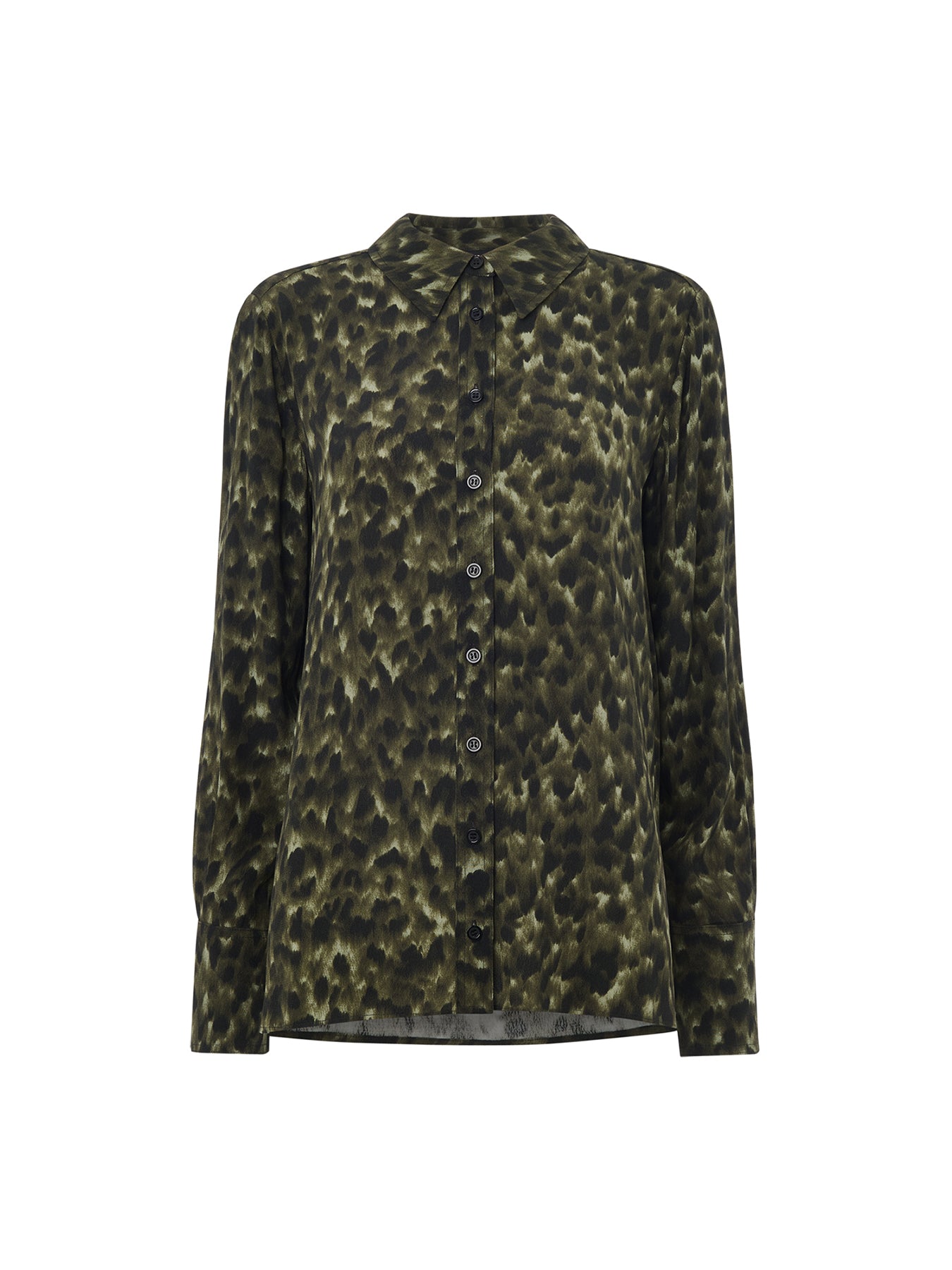 Animal Print Collared Shirt Green