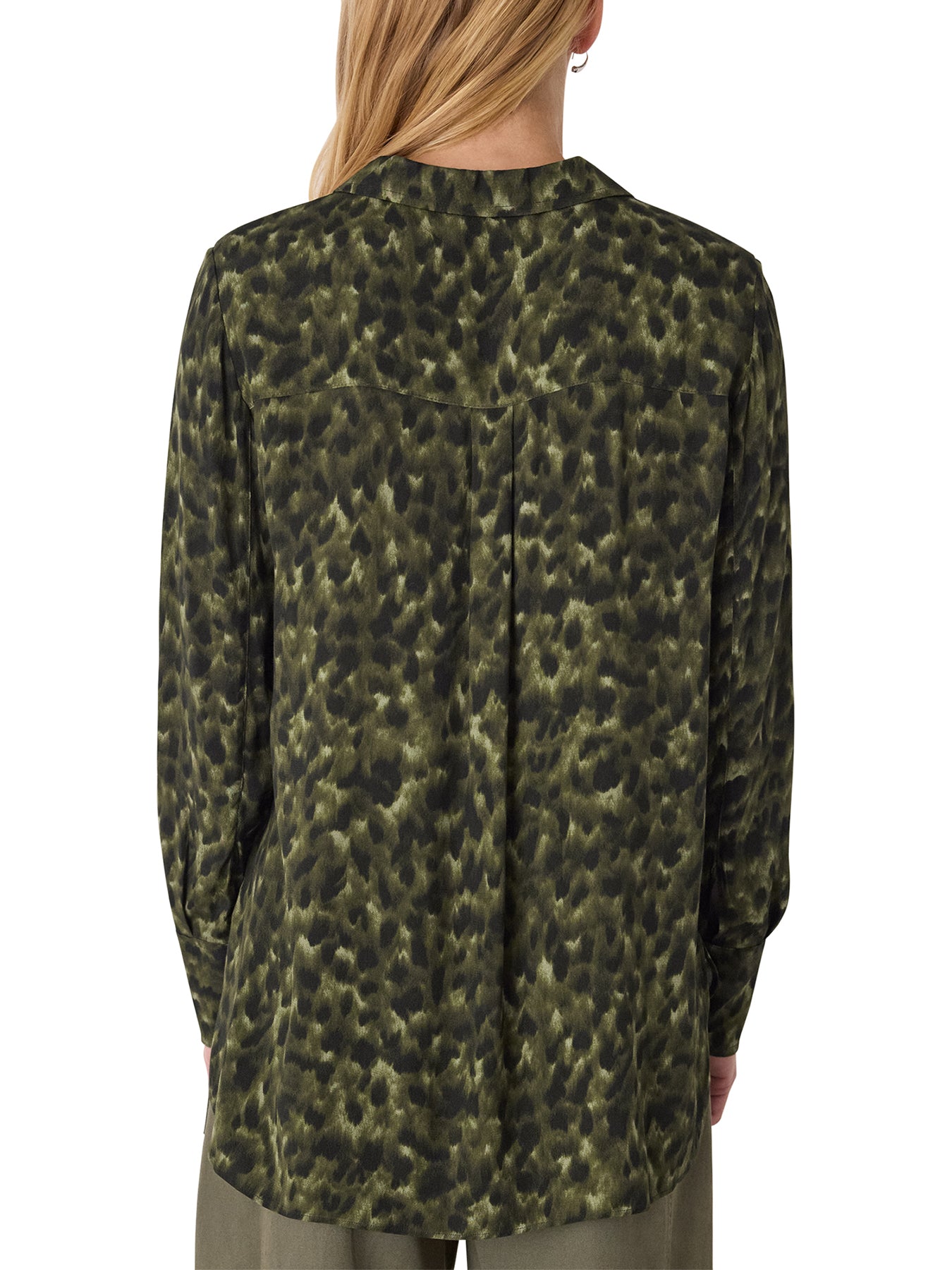 Animal Print Collared Shirt Green