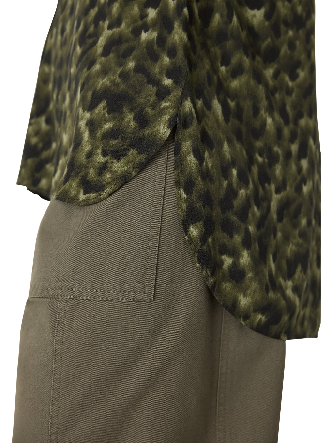 Animal Print Collared Shirt Green