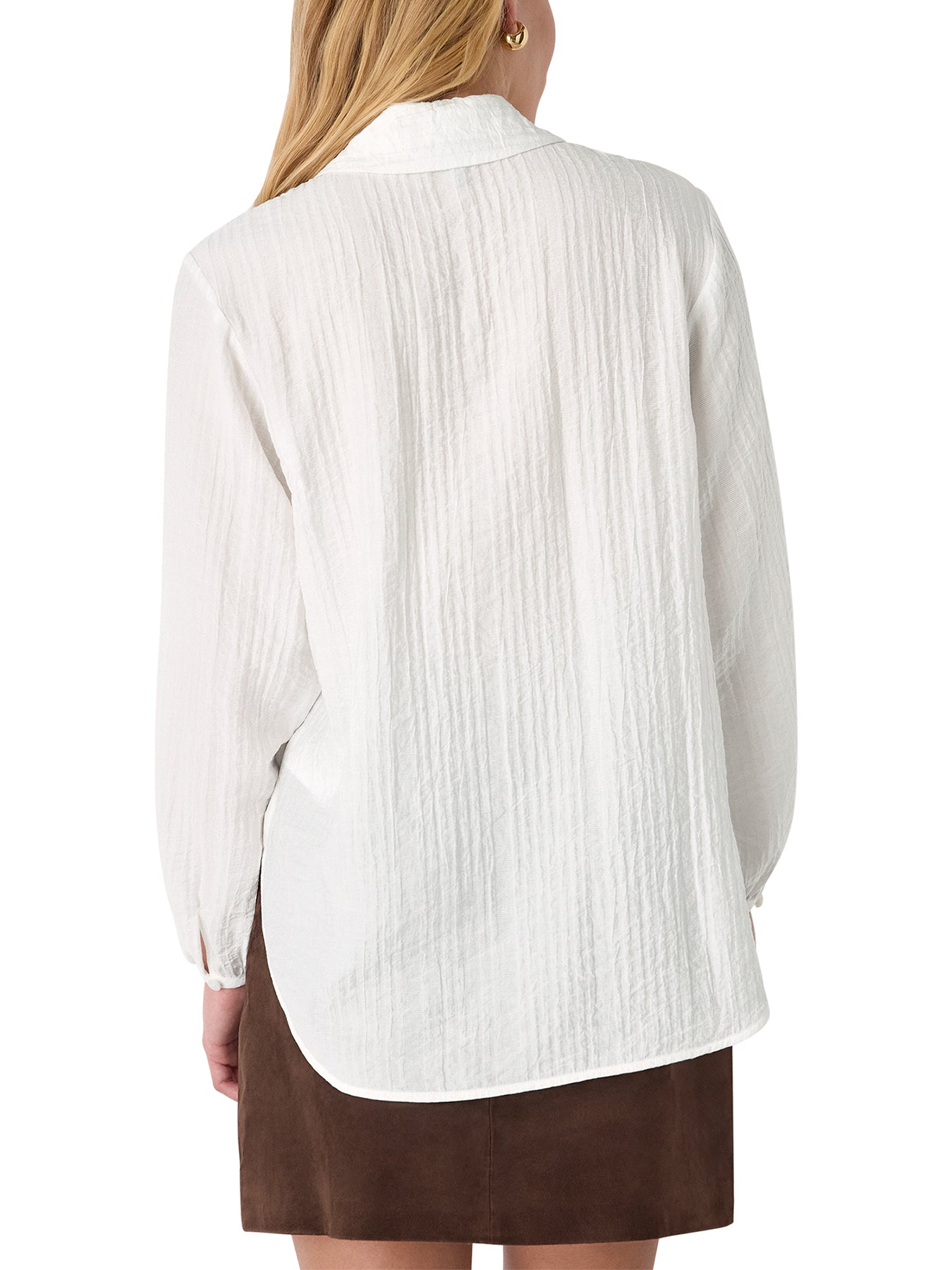 Textured Relaxed Viscose Shirt White