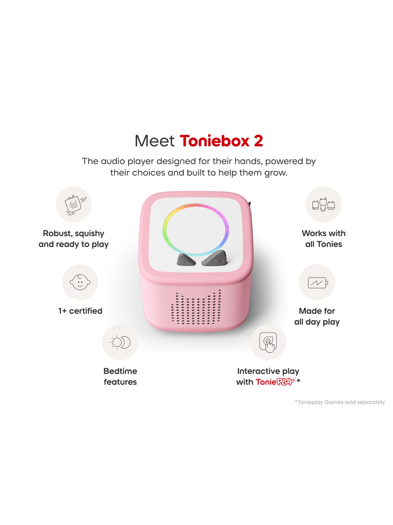 Toniebox 2 Set Pink & Tonieplay Game Bundle