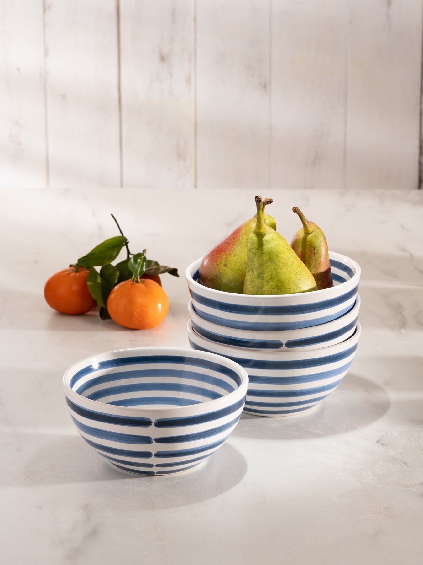 Striped Cereal Bowl Blue