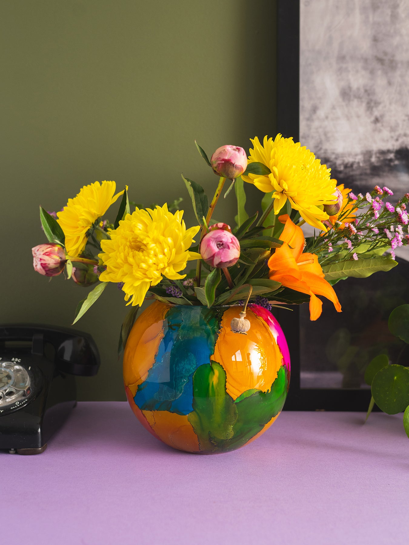 Marble Finish Hurricane Vase