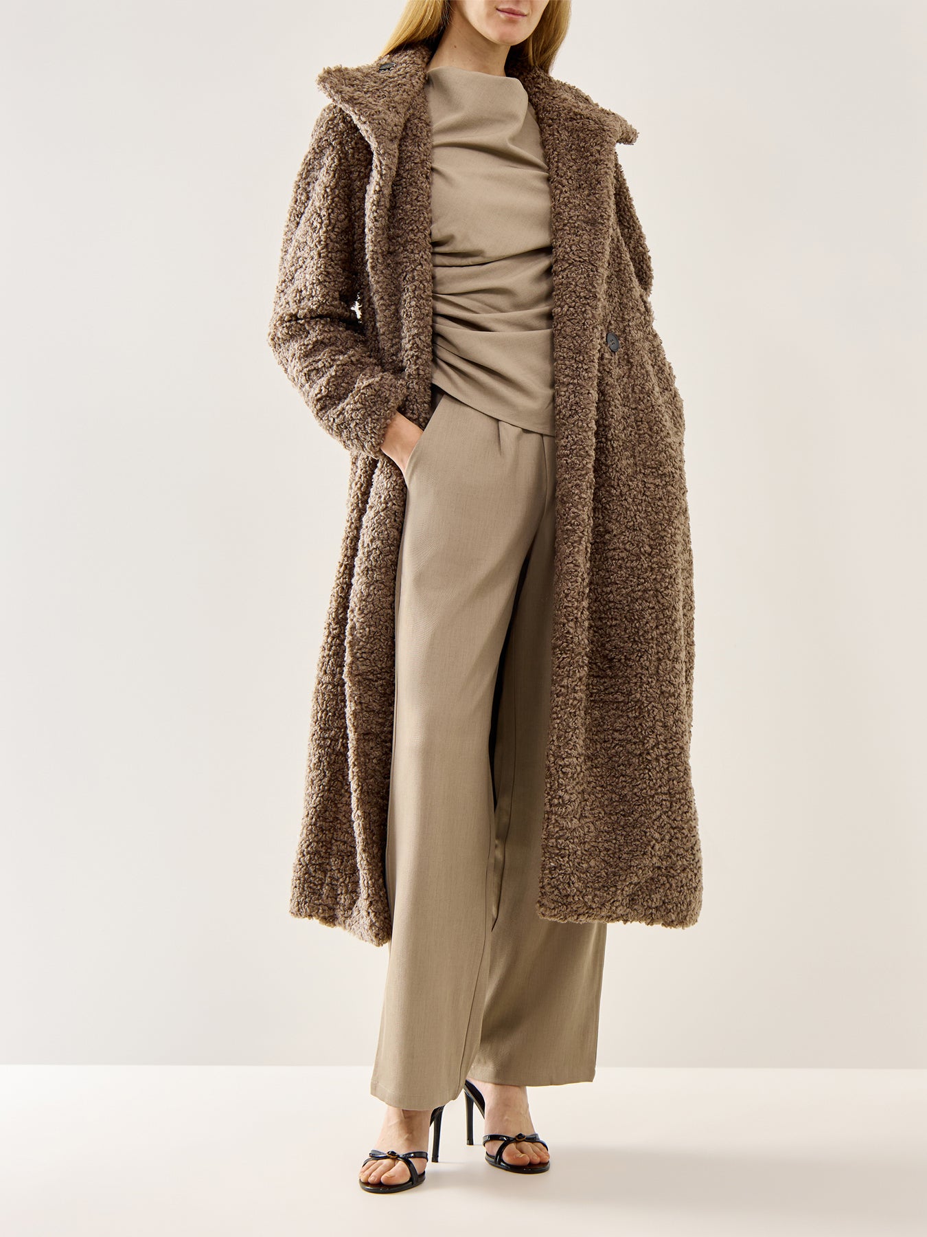 Atlas Bouclé Coat Taupe