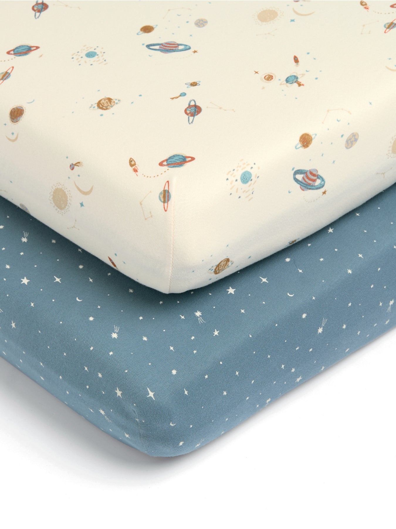 Two Cot Bed Fitted Sheets Planets Space