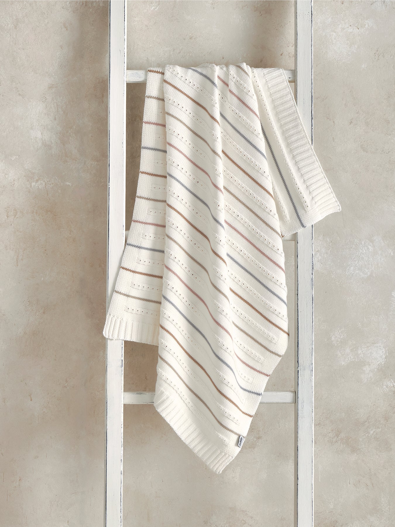 Knitted Blanket Neutral Stripe