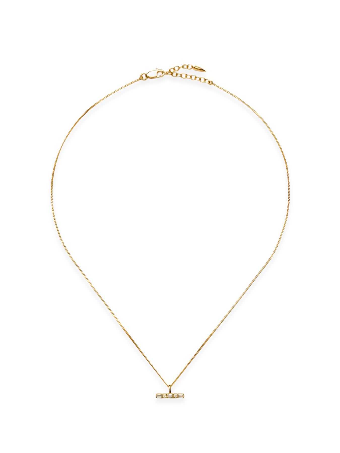 Lucy Williams T-Bar Stone Pendant Necklace Gold