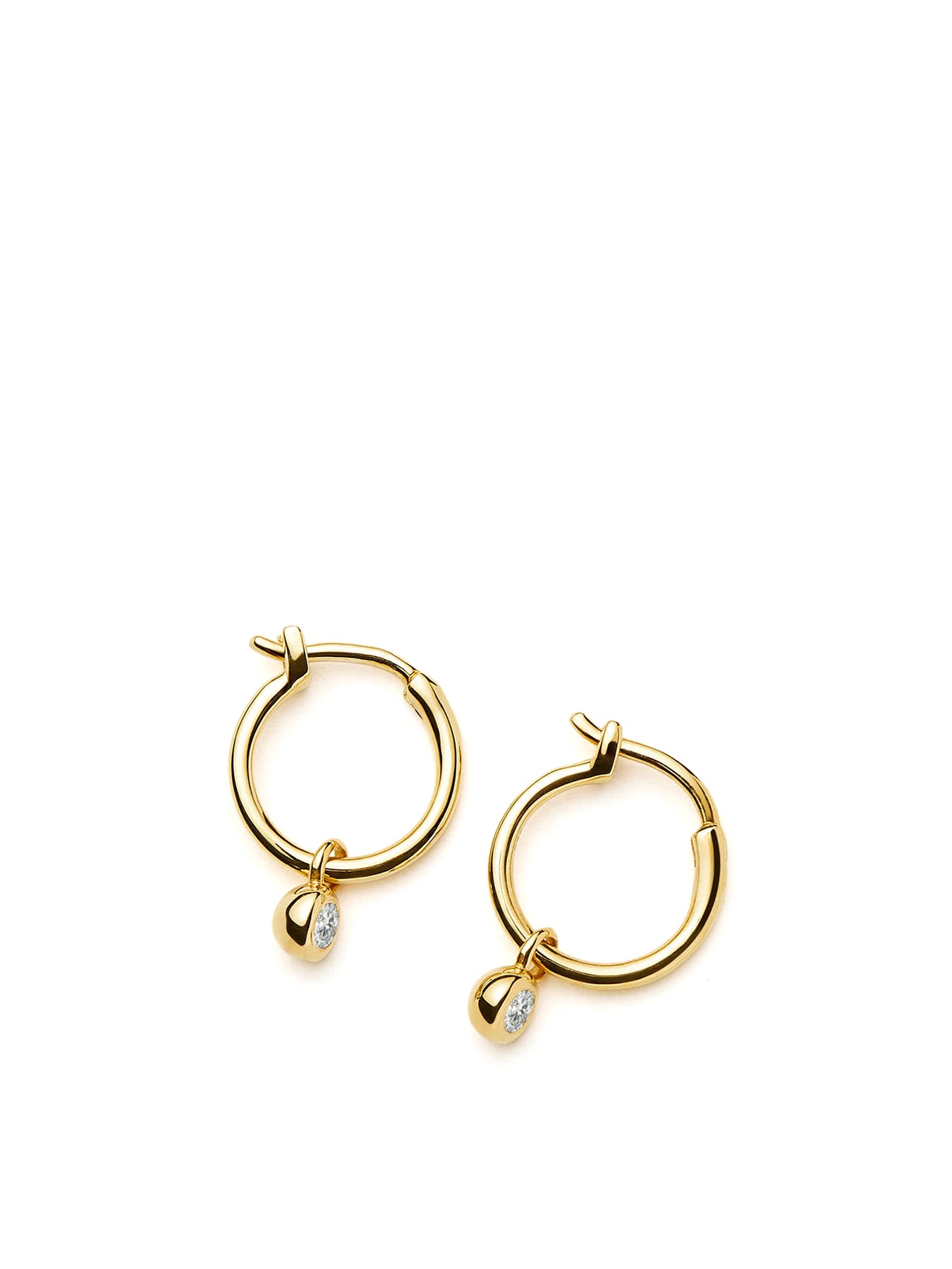 Tennis Charm Mini Hoop Earrings Gold