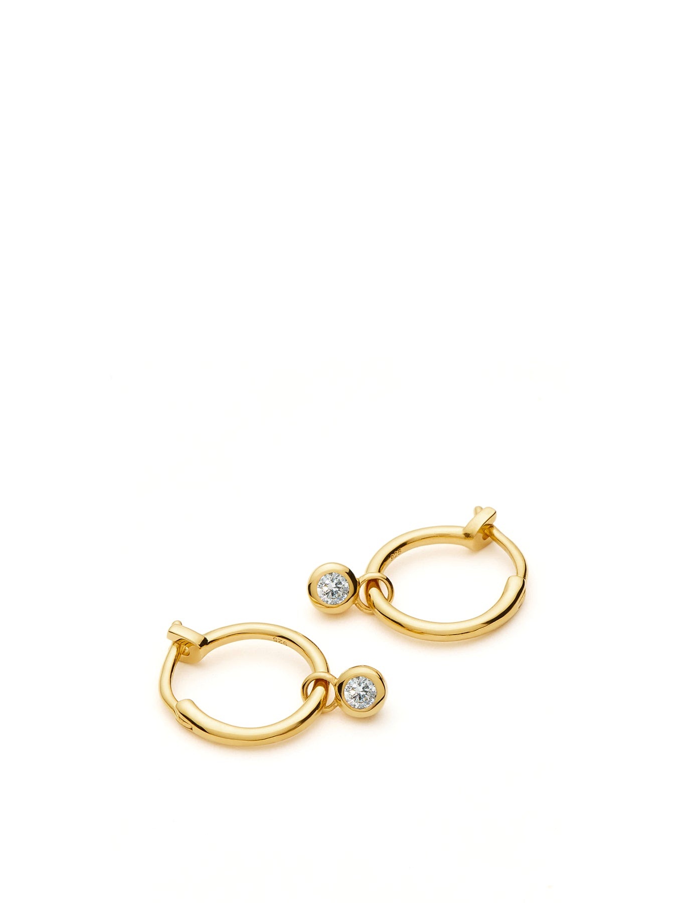 Tennis Charm Mini Hoop Earrings Gold