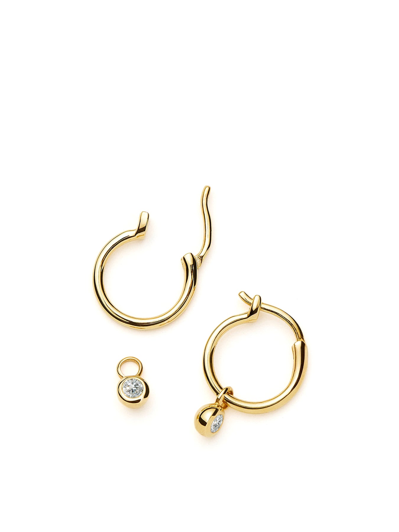 Tennis Charm Mini Hoop Earrings Gold