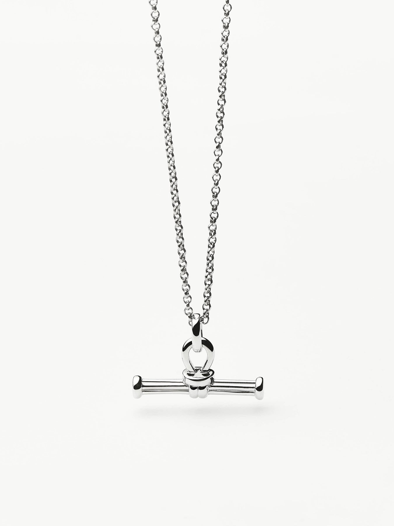 Ridge T Bar Chain Necklace Silver