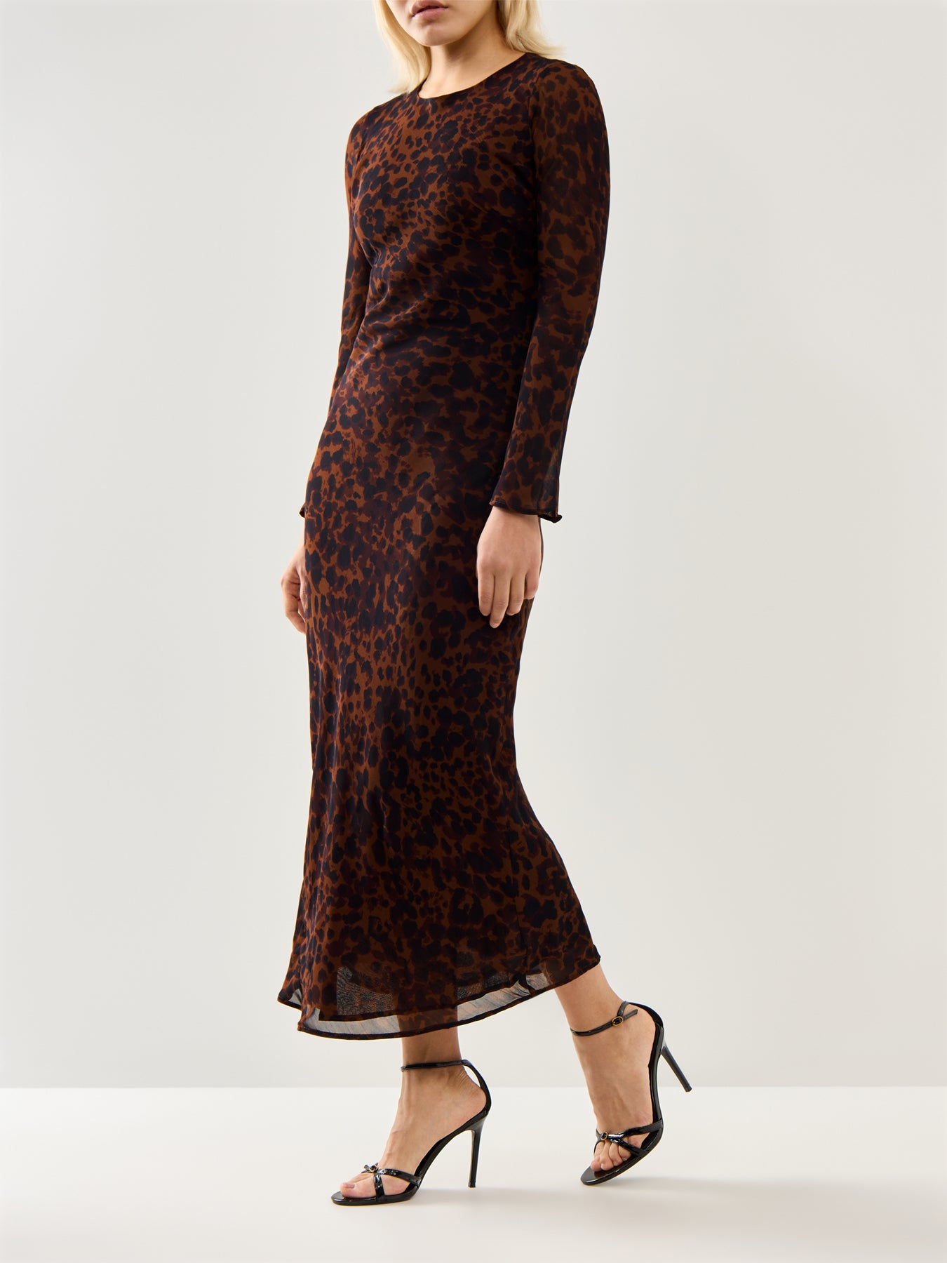 Clarissa Midi Dress Brown Animal Print 