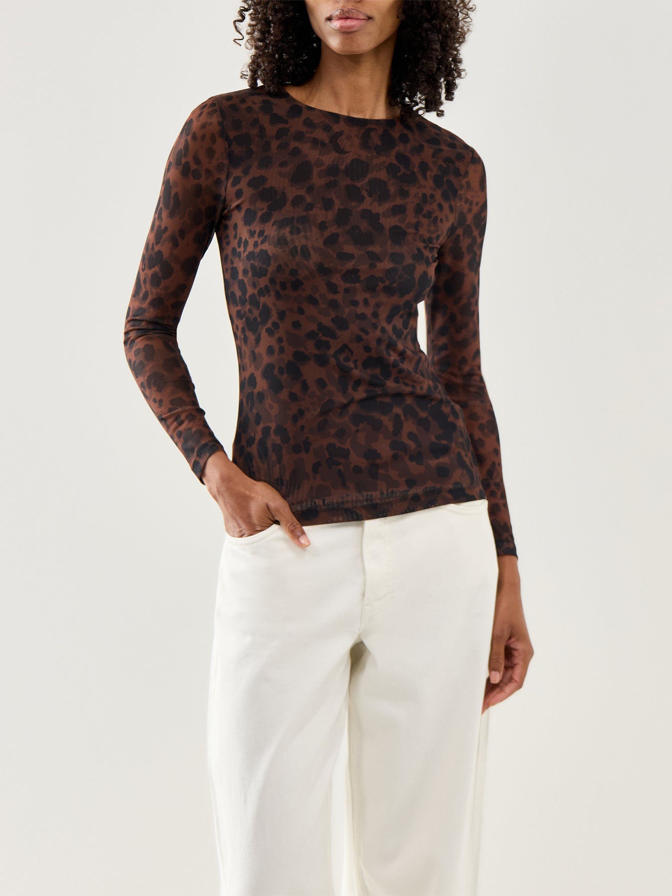 Mesh Spencer Top Brown