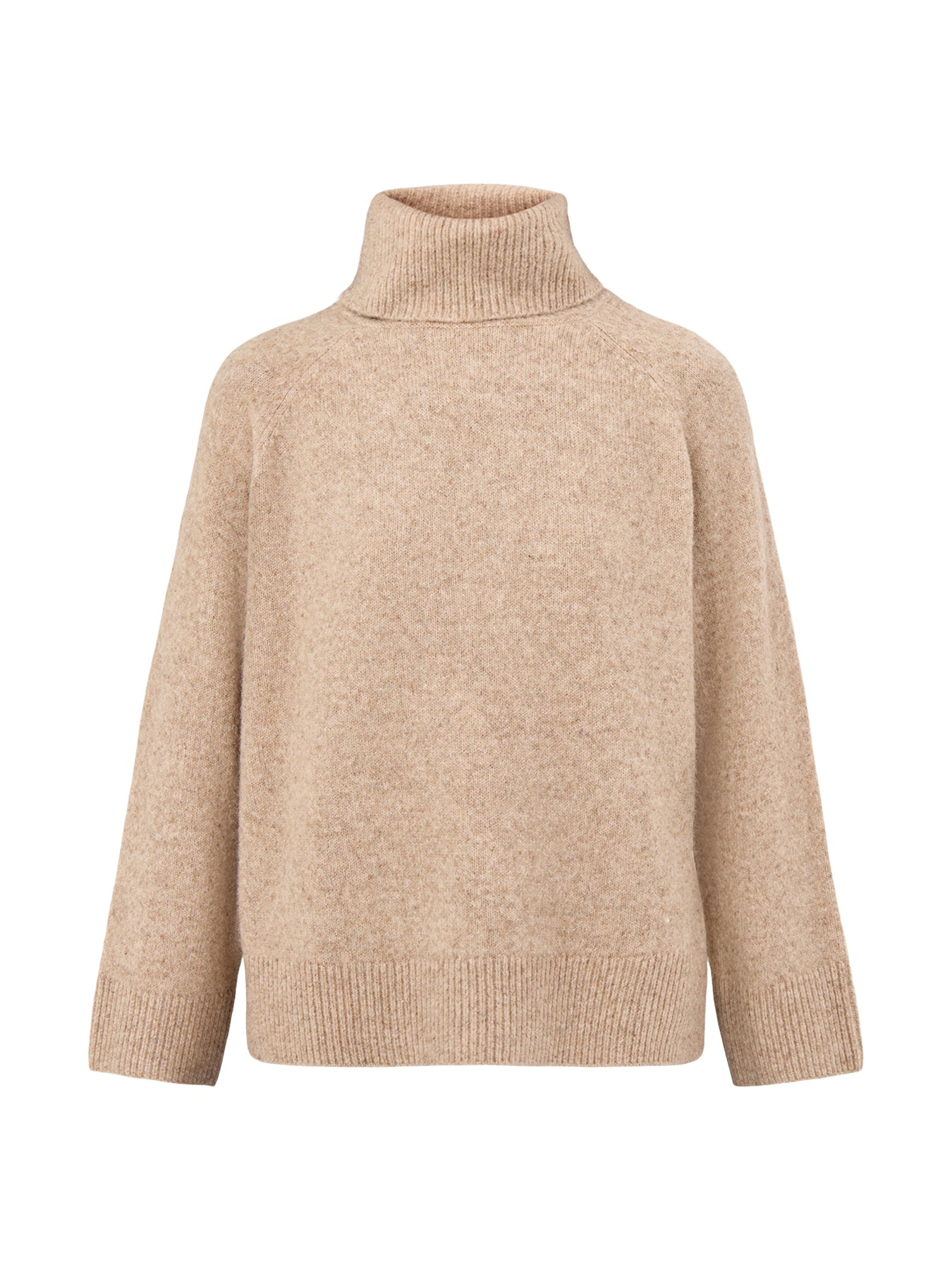 Roll Neck Jumper Relaxed Fit Beige