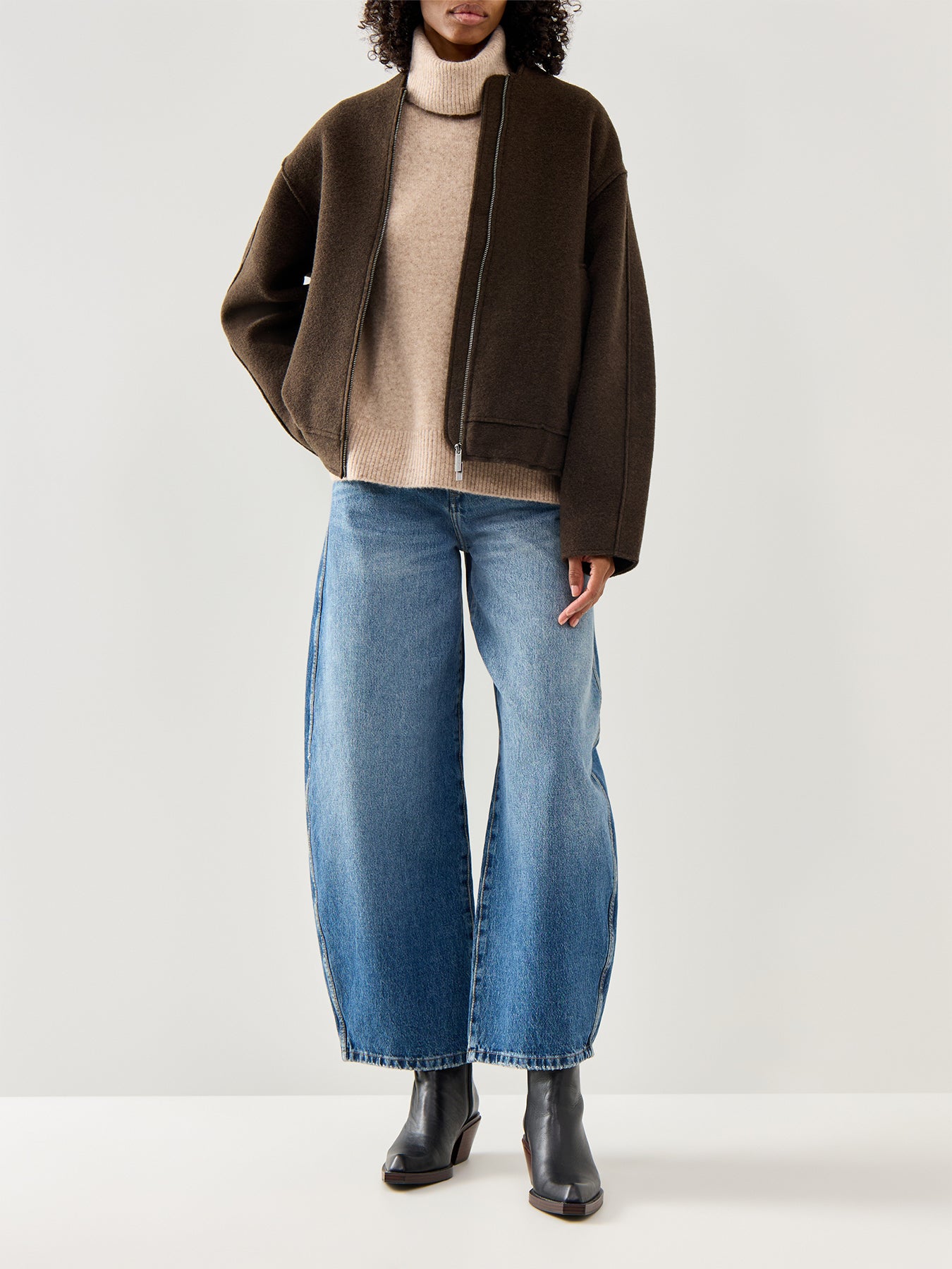 Roll Neck Jumper Relaxed Fit Beige