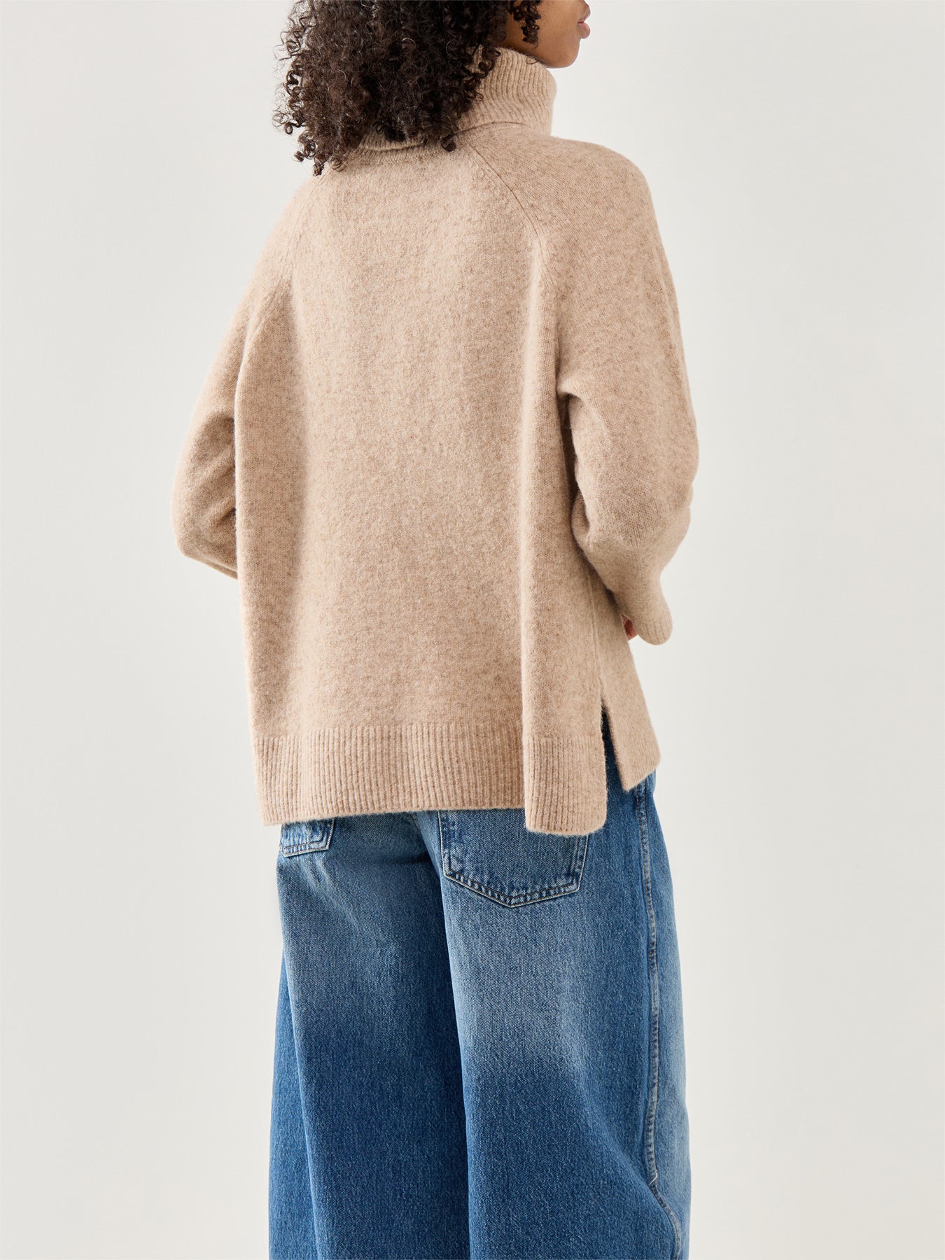 Roll Neck Jumper Relaxed Fit Beige