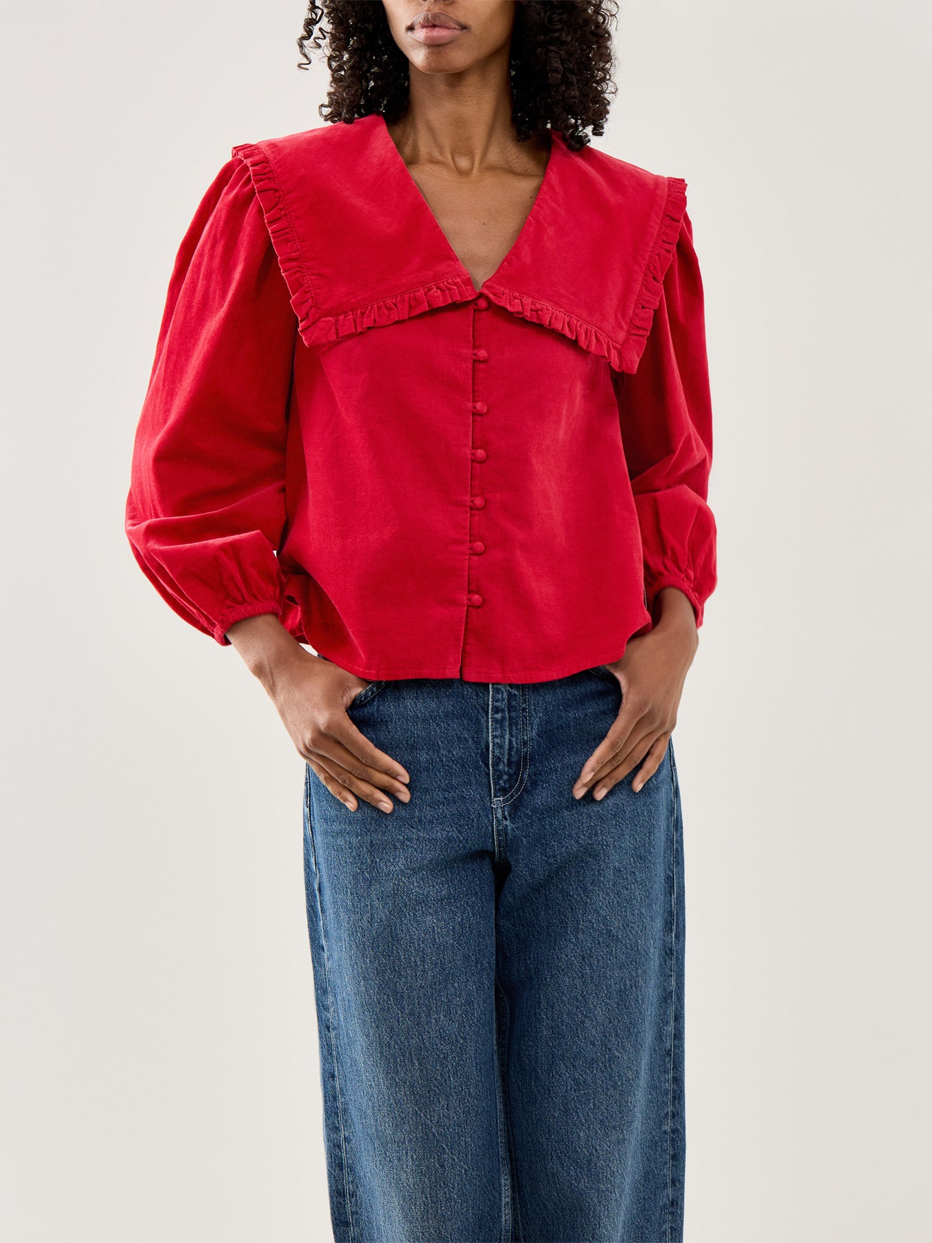 Cord Blouse Red