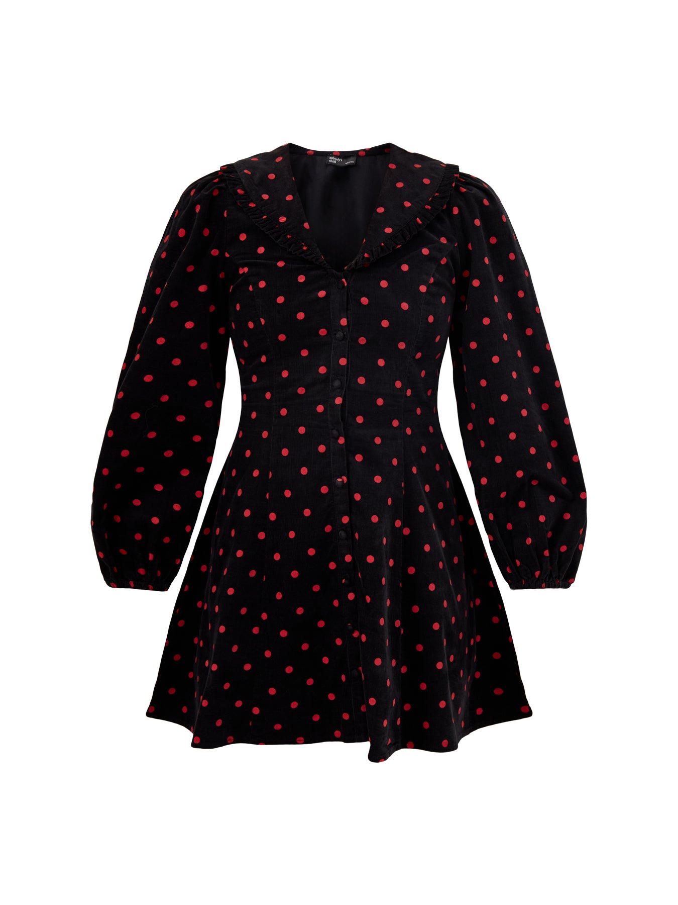 Cord Spot Mini Dress Black