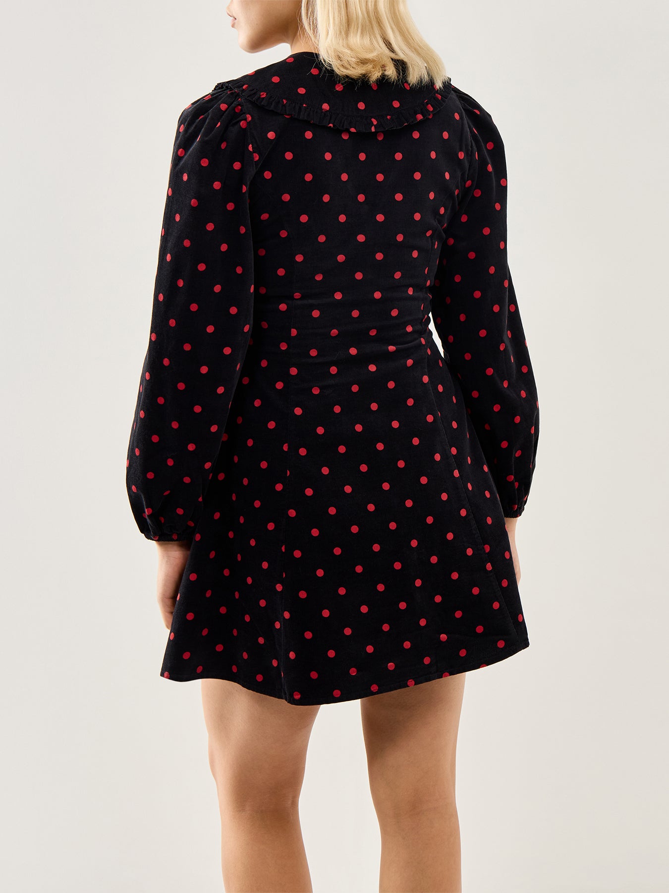 Cord Spot Mini Dress Black