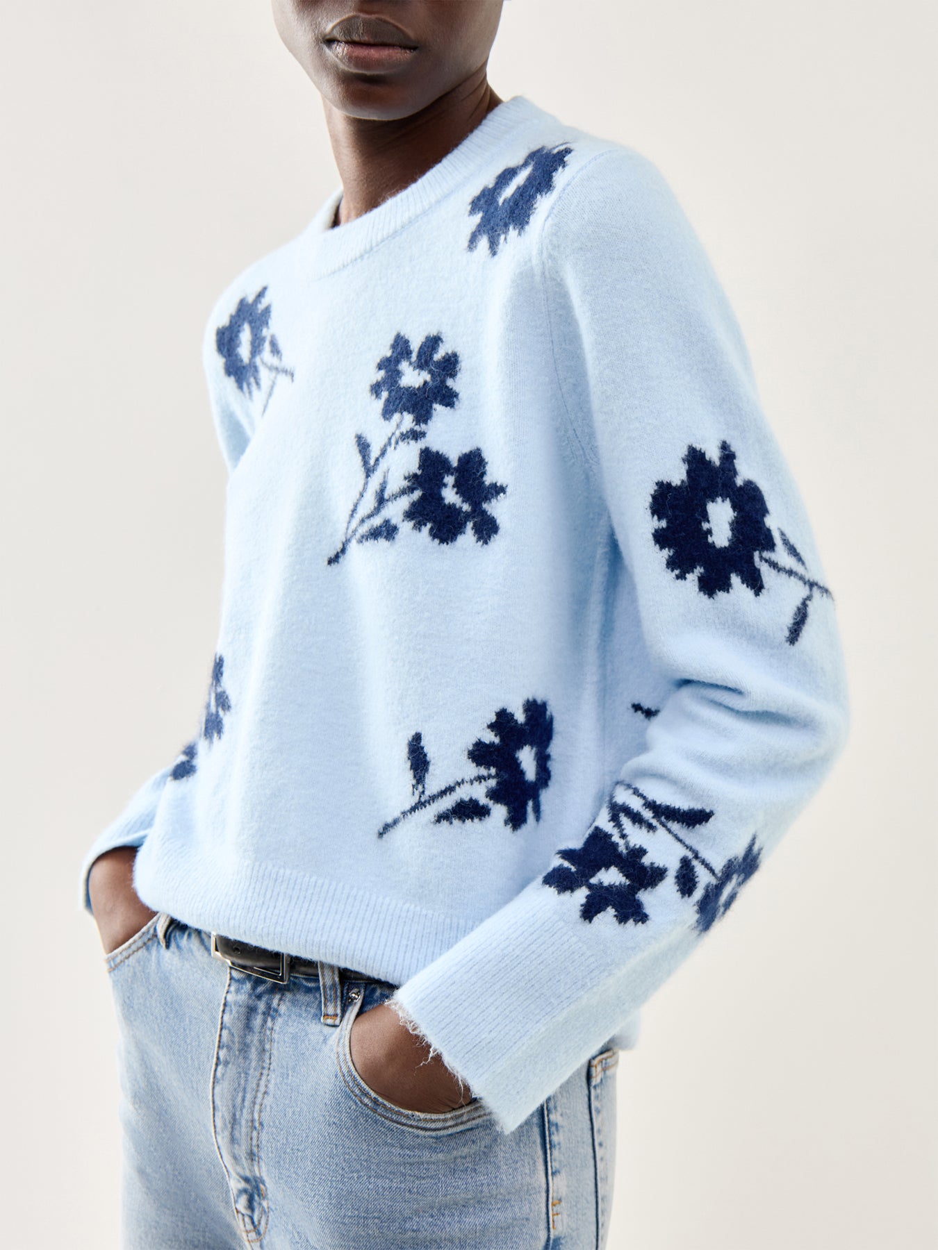 Anise Floral Jacquard Jumper Blue