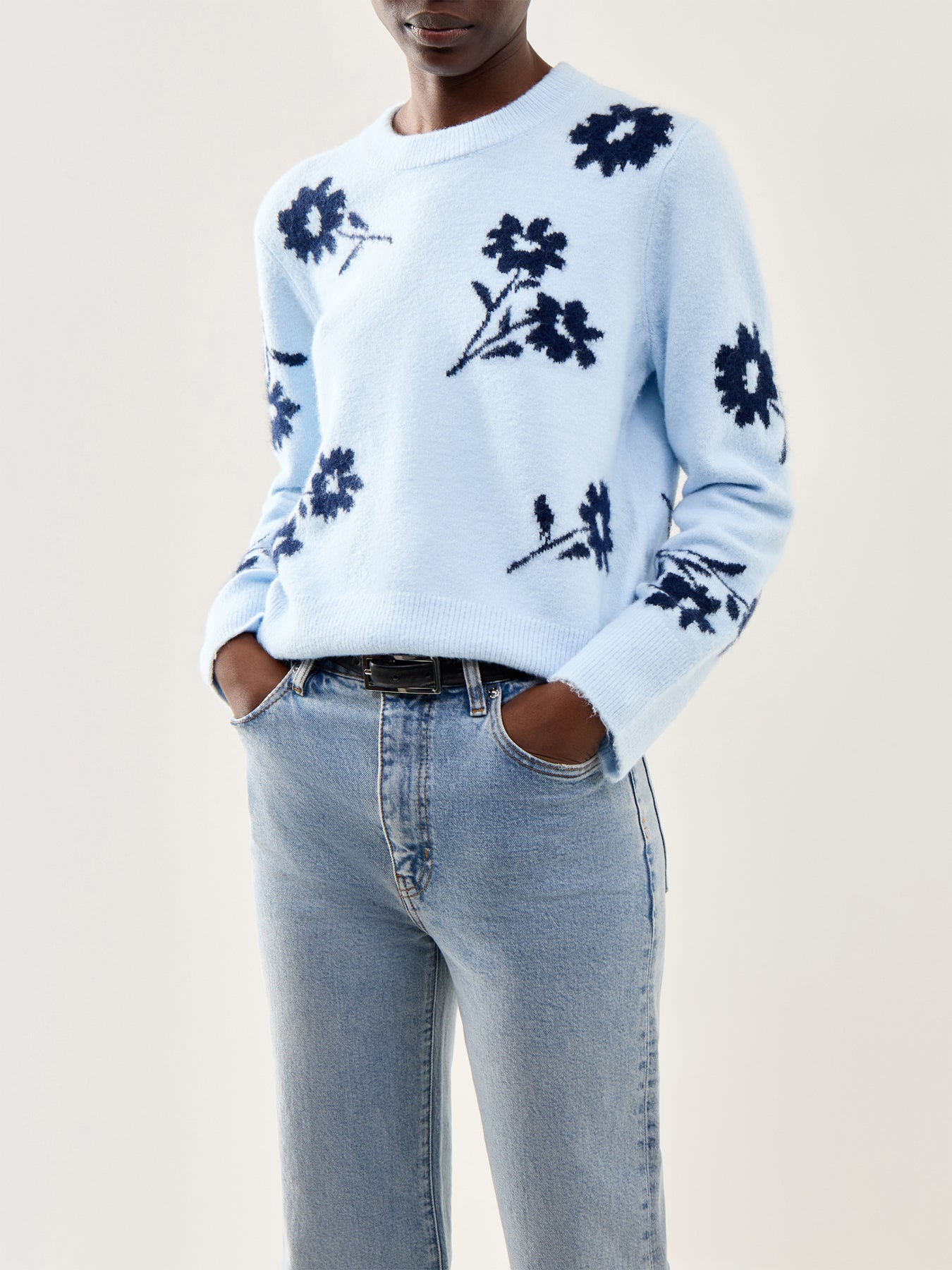 Anise Floral Jacquard Jumper Blue