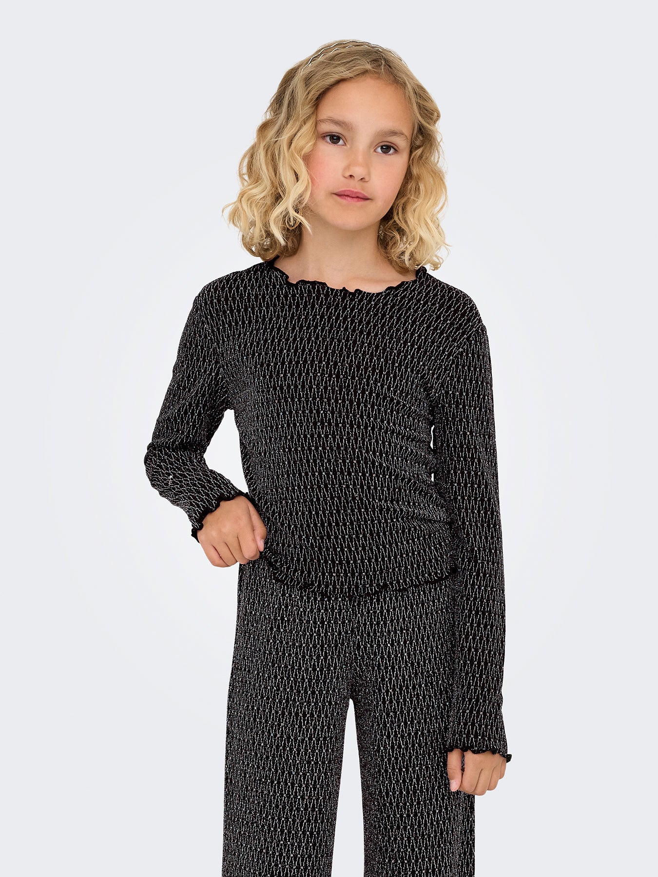 Girls’ Glitter Long Sleeve Top Black
