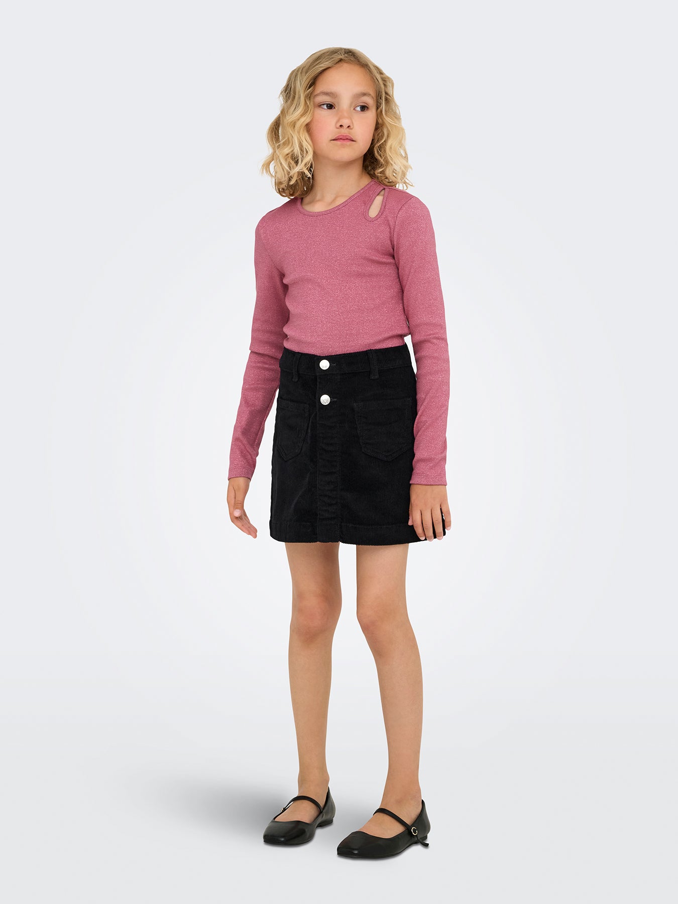 Girls’ Glitter Cutout Long Sleeve Top Pink