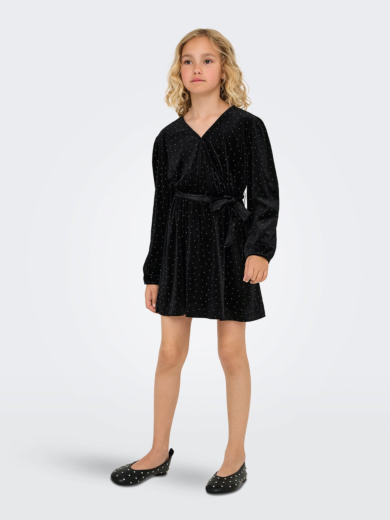 Girls’ Velvet Long Sleeve Dress Black