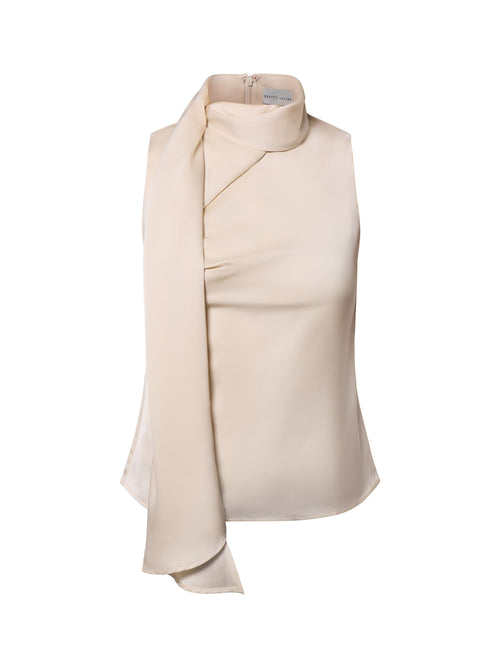 Breya Satin Scarf Halter Top Cream