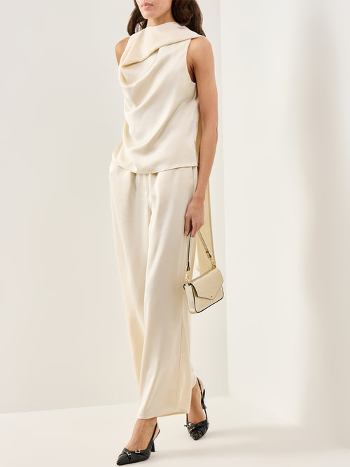Breya Satin Scarf Halter Top Cream