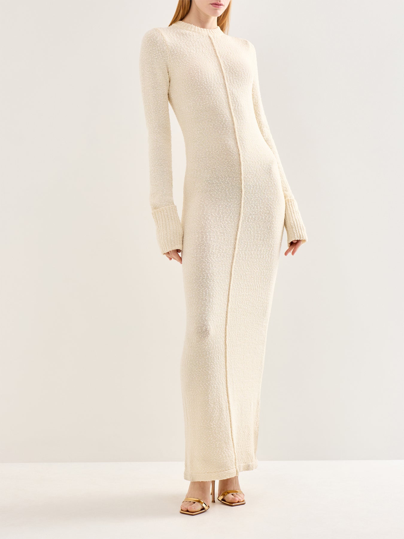 Nala Boucle Knit Midaxi Dress Cream