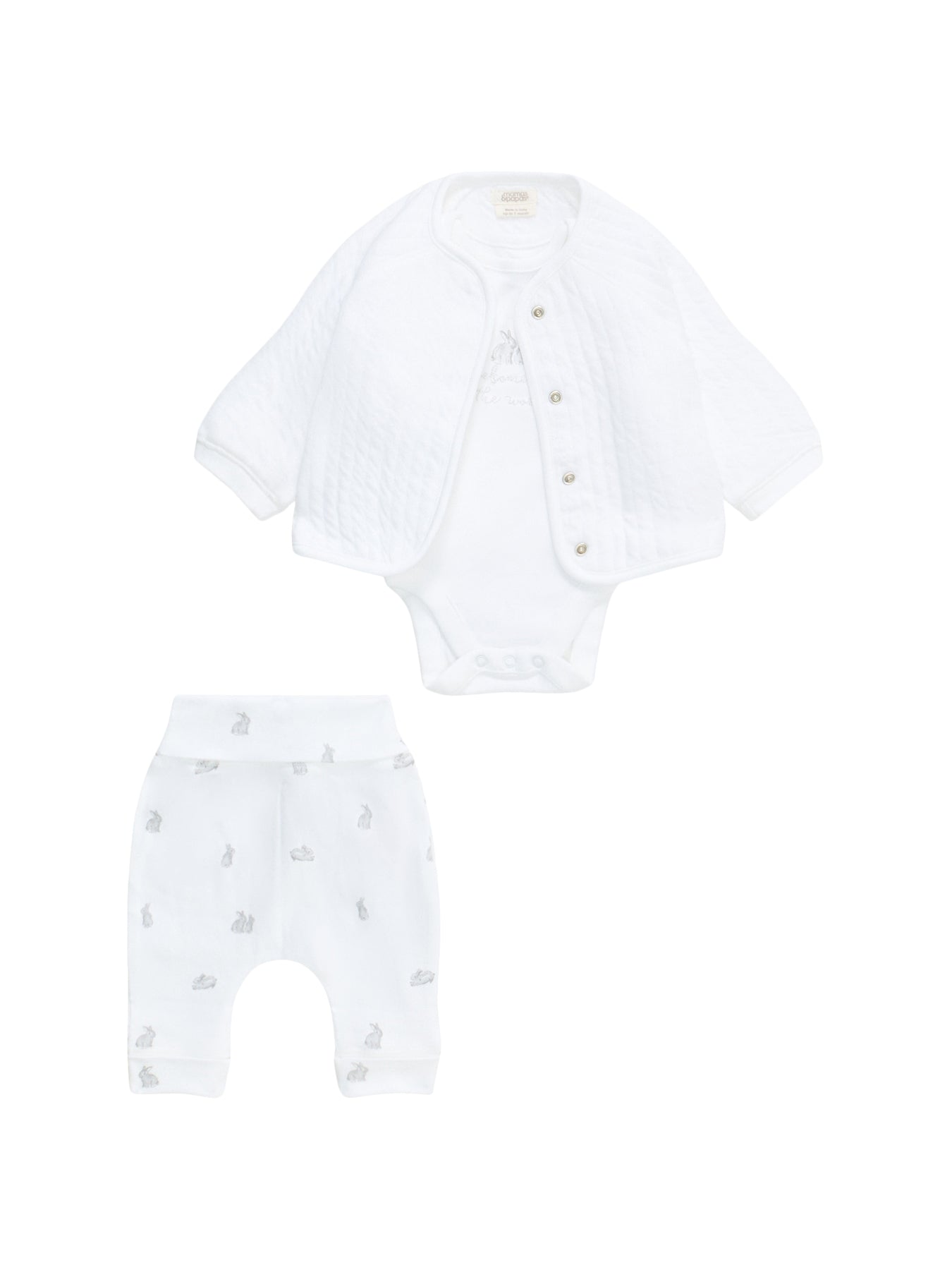 Baby Quilted Jacket Set White