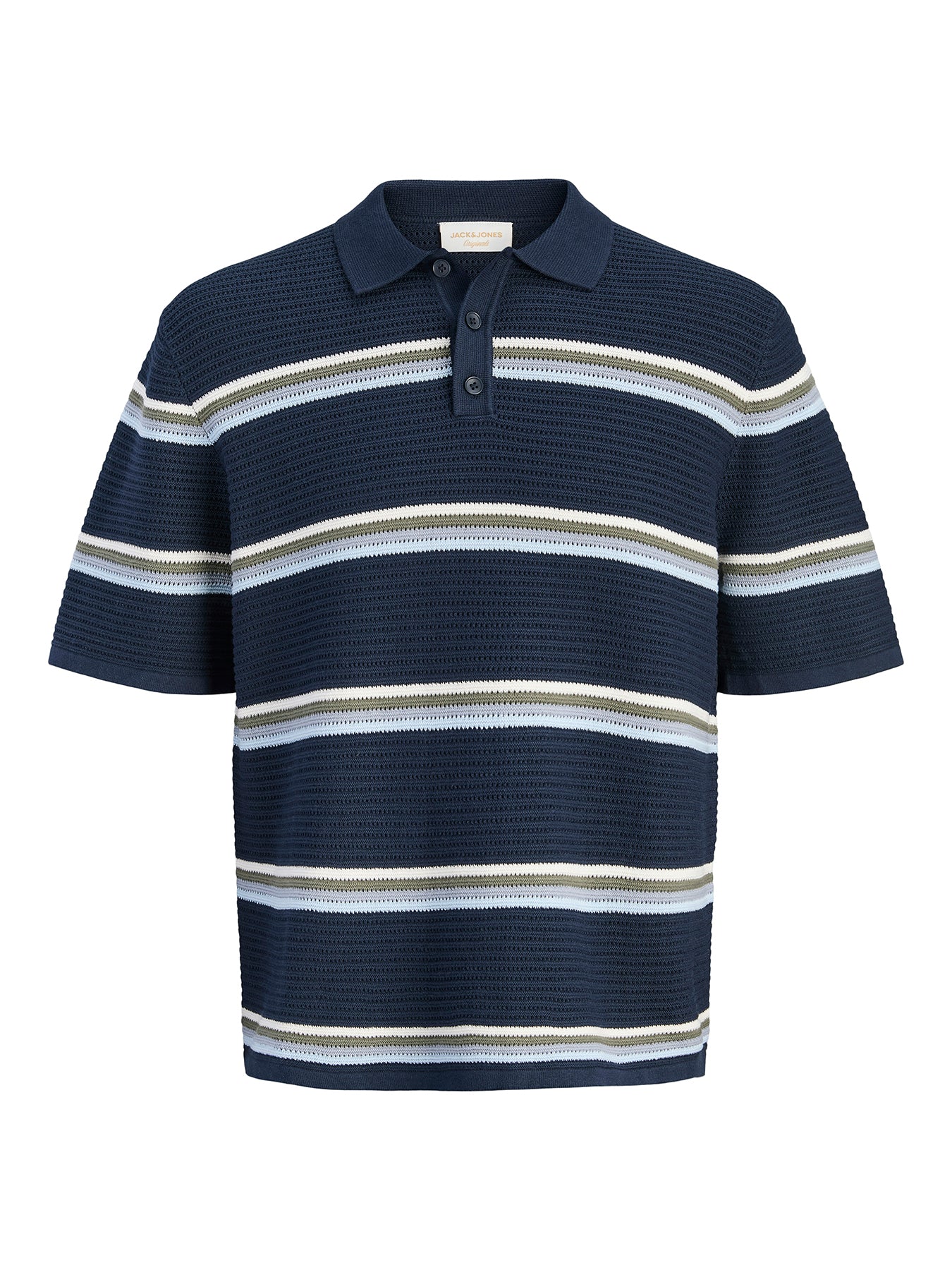 Kids' Knit Stripe Polo Top Navy