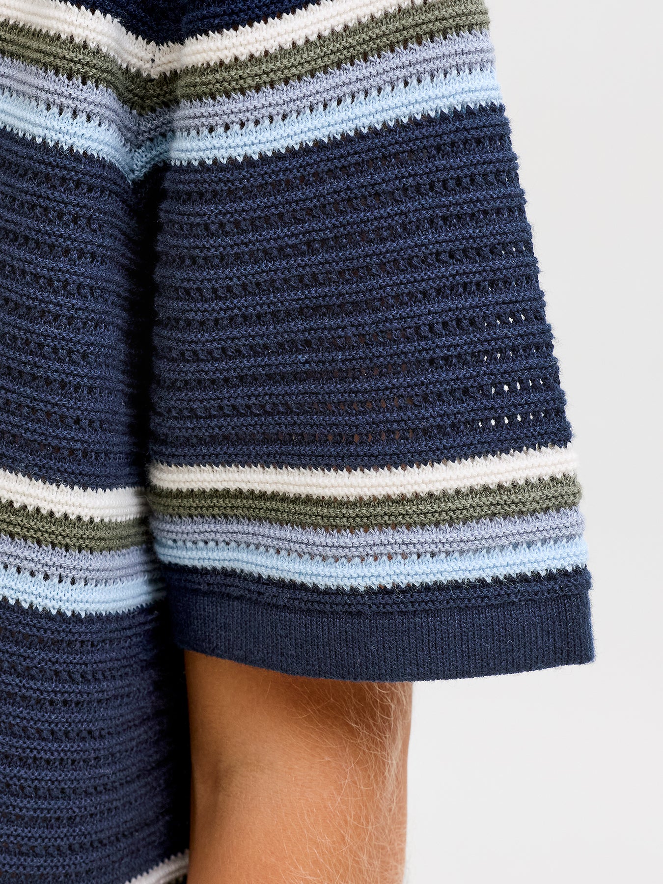 Kids' Knit Stripe Polo Top Navy