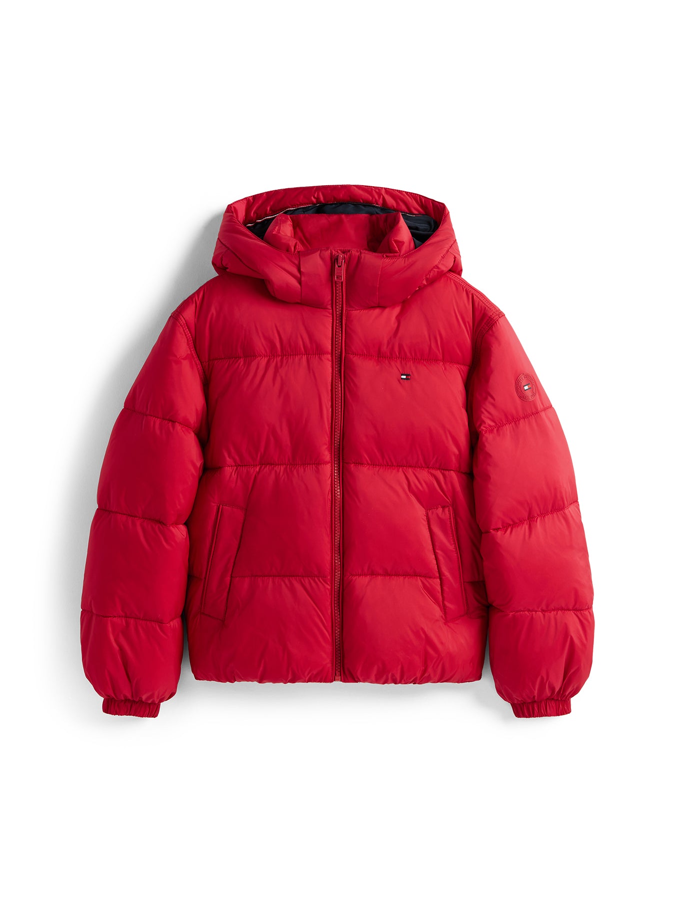 Kids' Shiny Hooded Puffer Jacket Red