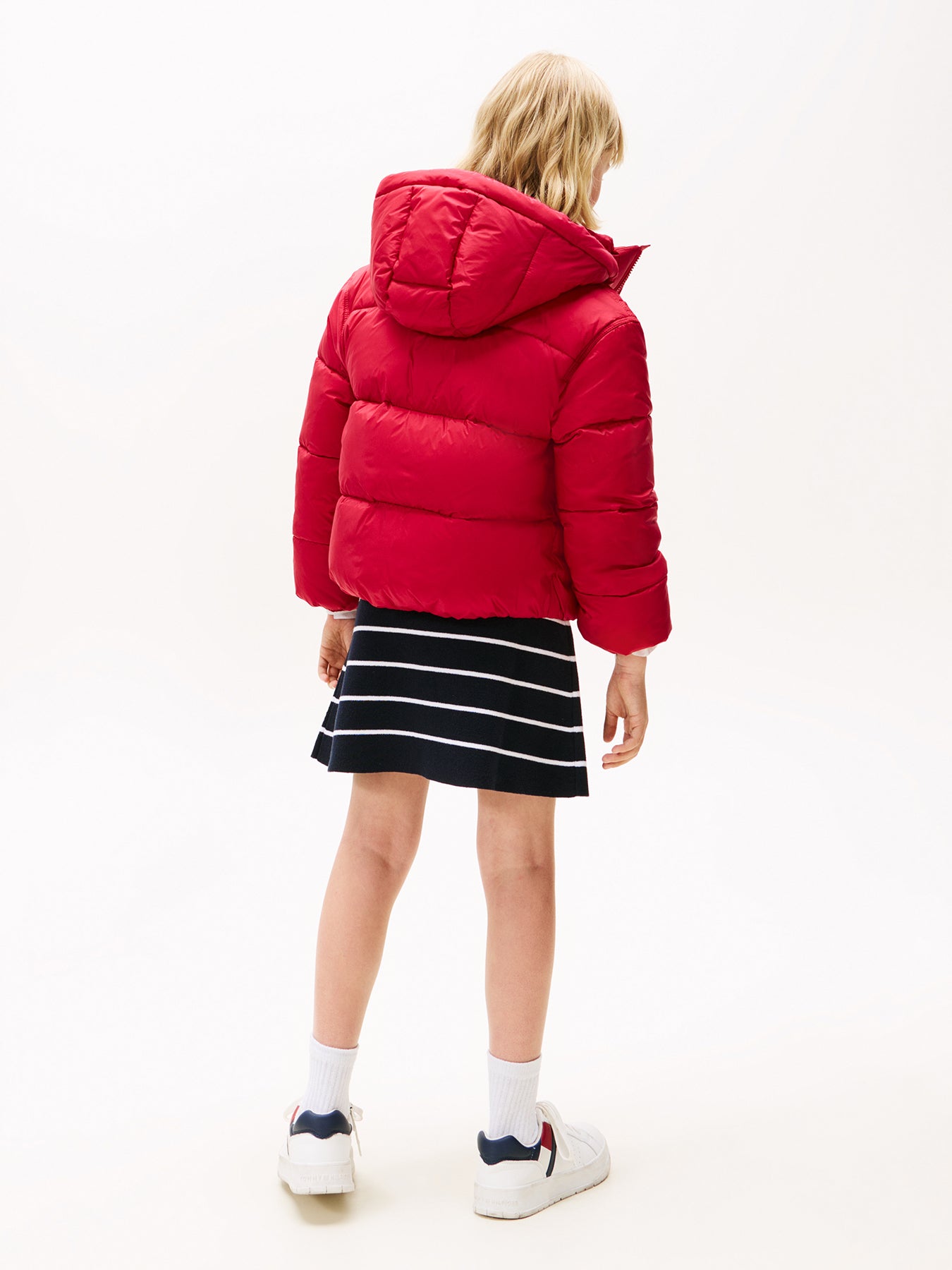 Kids' Shiny Hooded Puffer Jacket Red