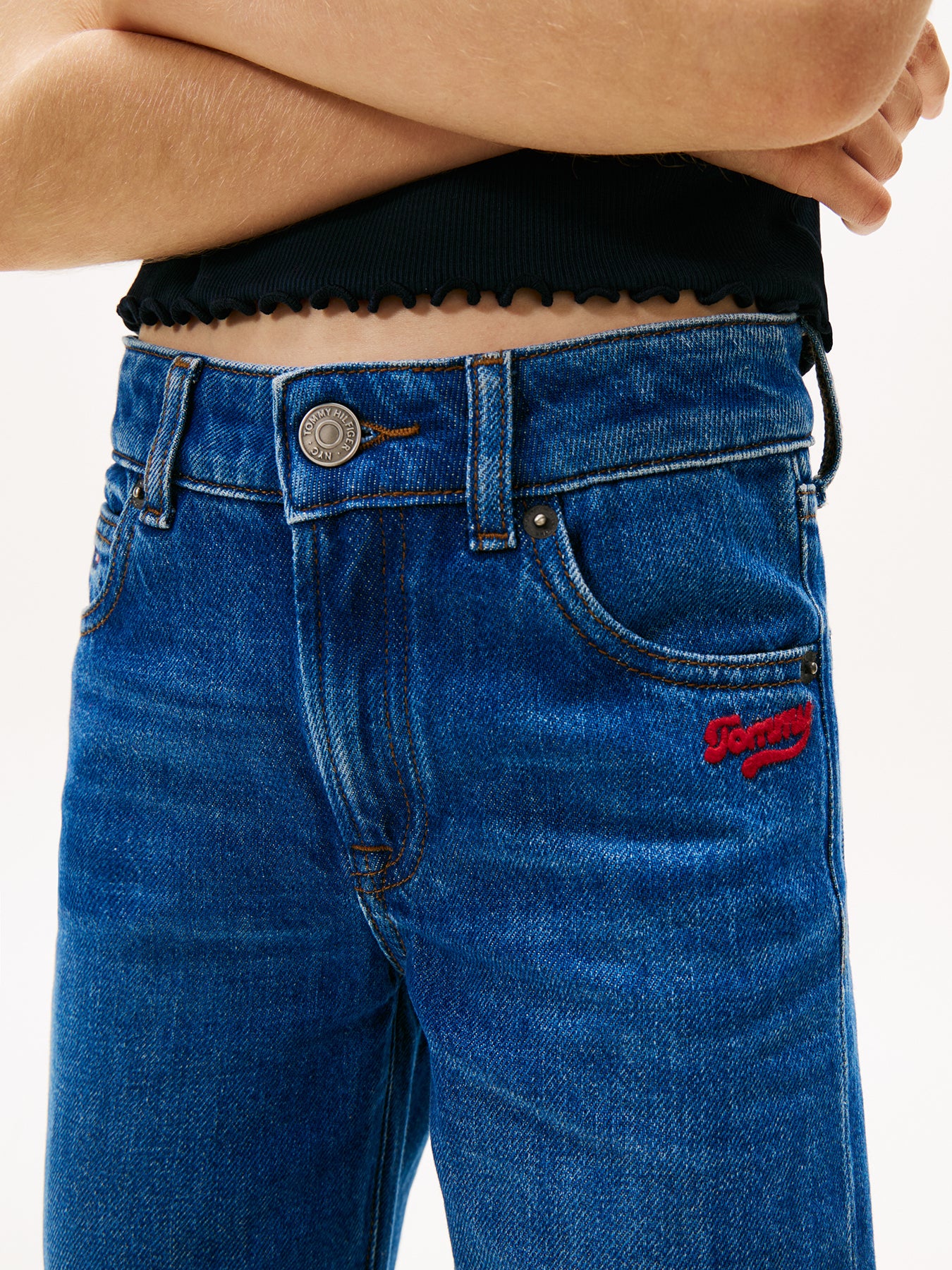 Kids’ Logo Embroidery Girlfriend Jeans